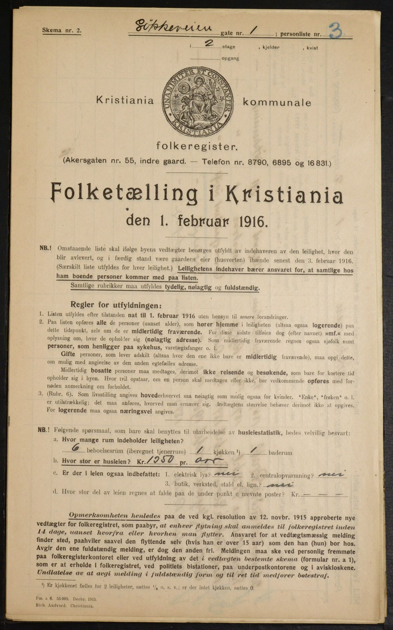 OBA, Municipal Census 1916 for Kristiania, 1916, p. 59962