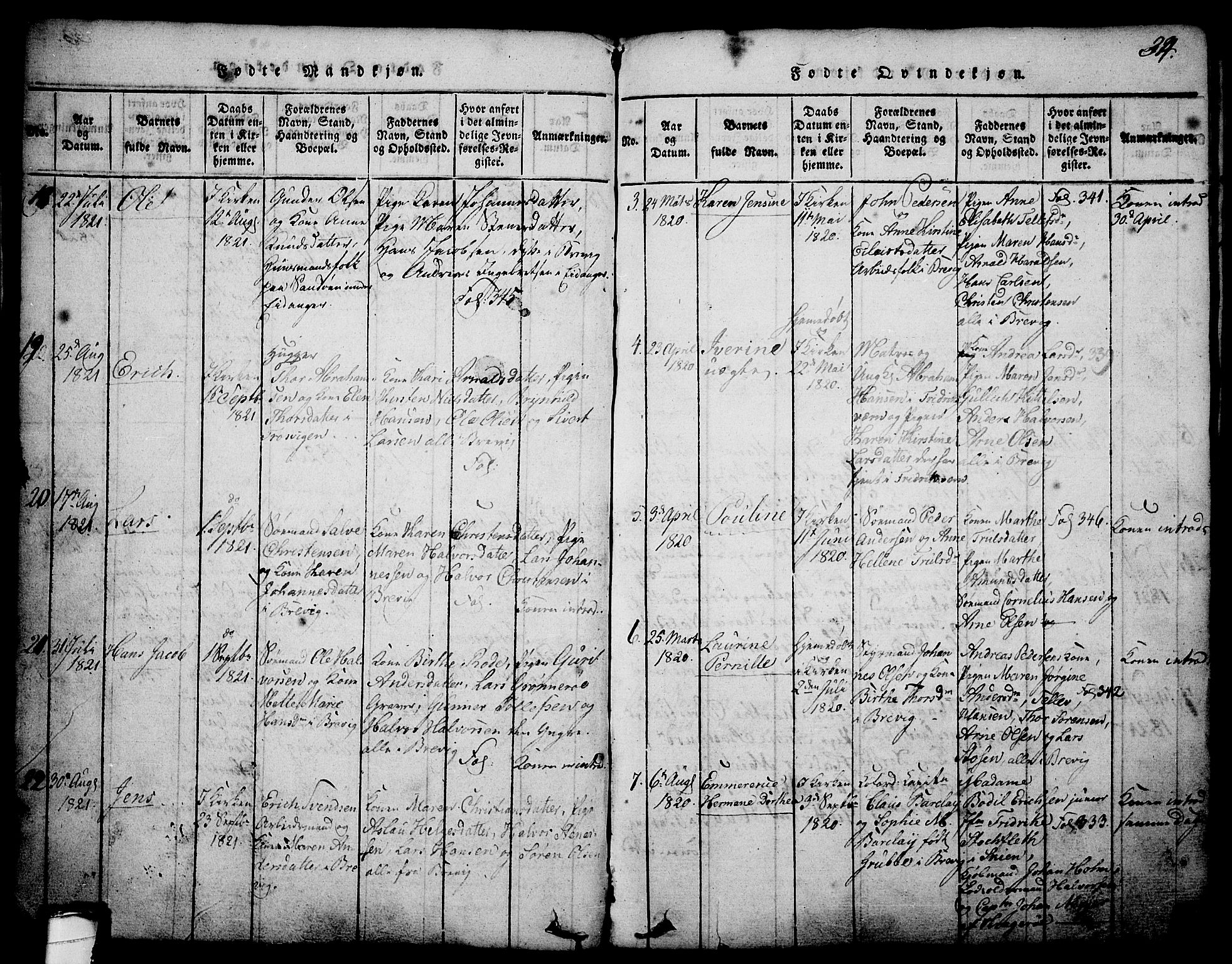 Brevik kirkebøker, SAKO/A-255/G/Ga/L0001: Parish register (copy) no. 1, 1814-1845, p. 34