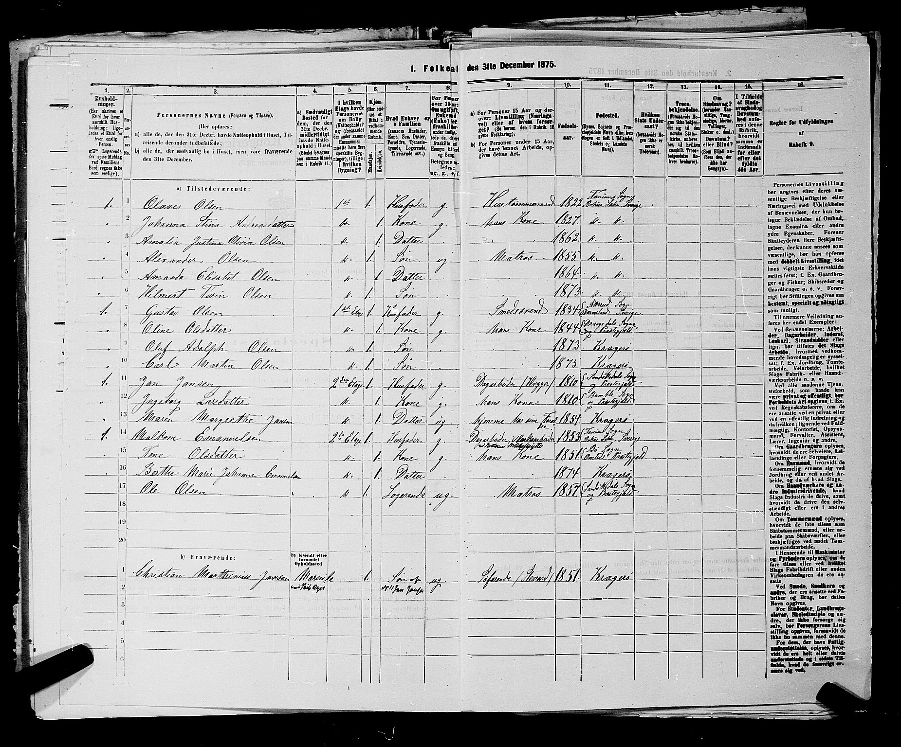 SAKO, 1875 census for 0801P Kragerø, 1875, p. 1153