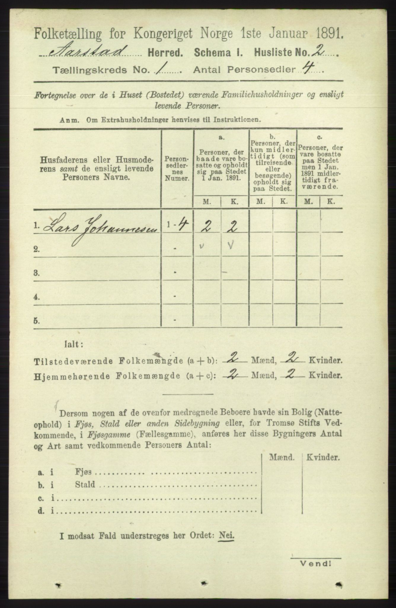 SAB, 1891 Census for 1280 Årstad, 1891, p. 16