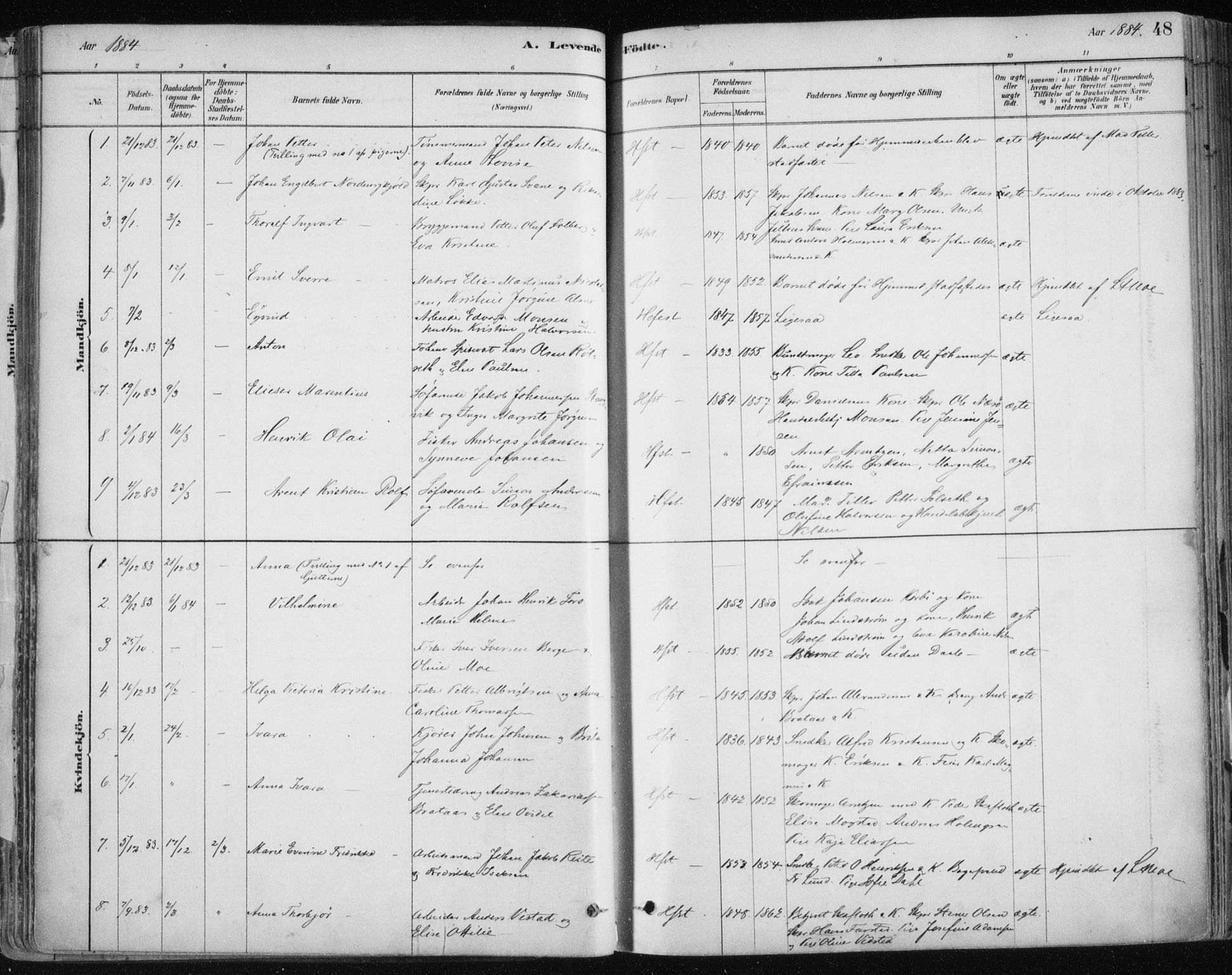 Hammerfest sokneprestkontor, AV/SATØ-S-1347/H/Ha/L0008.kirke: Parish register (official) no. 8, 1878-1889, p. 48