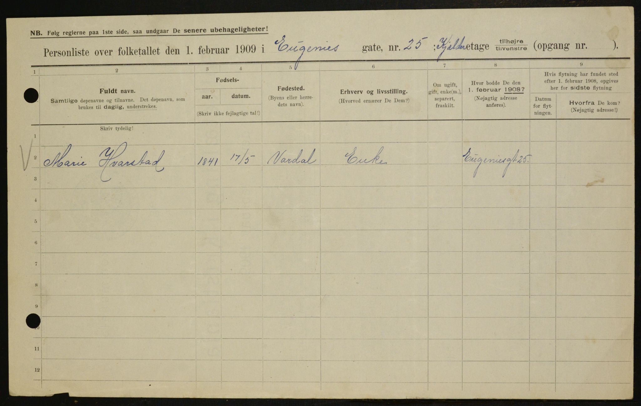 OBA, Municipal Census 1909 for Kristiania, 1909, p. 20618