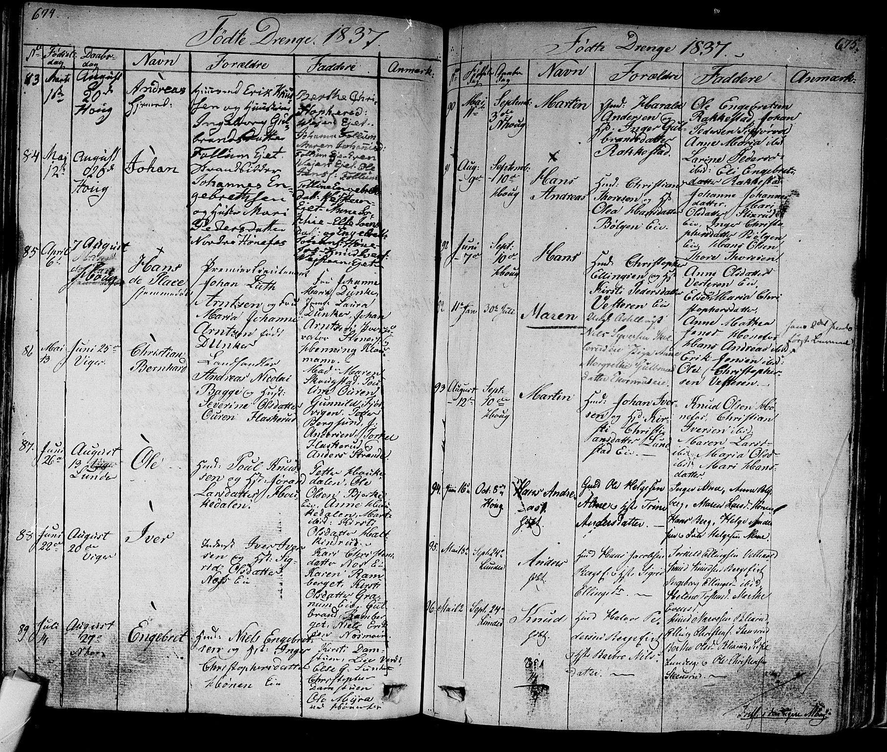 Norderhov kirkebøker, AV/SAKO-A-237/F/Fa/L0009: Parish register (official) no. 9, 1819-1837, p. 674-675