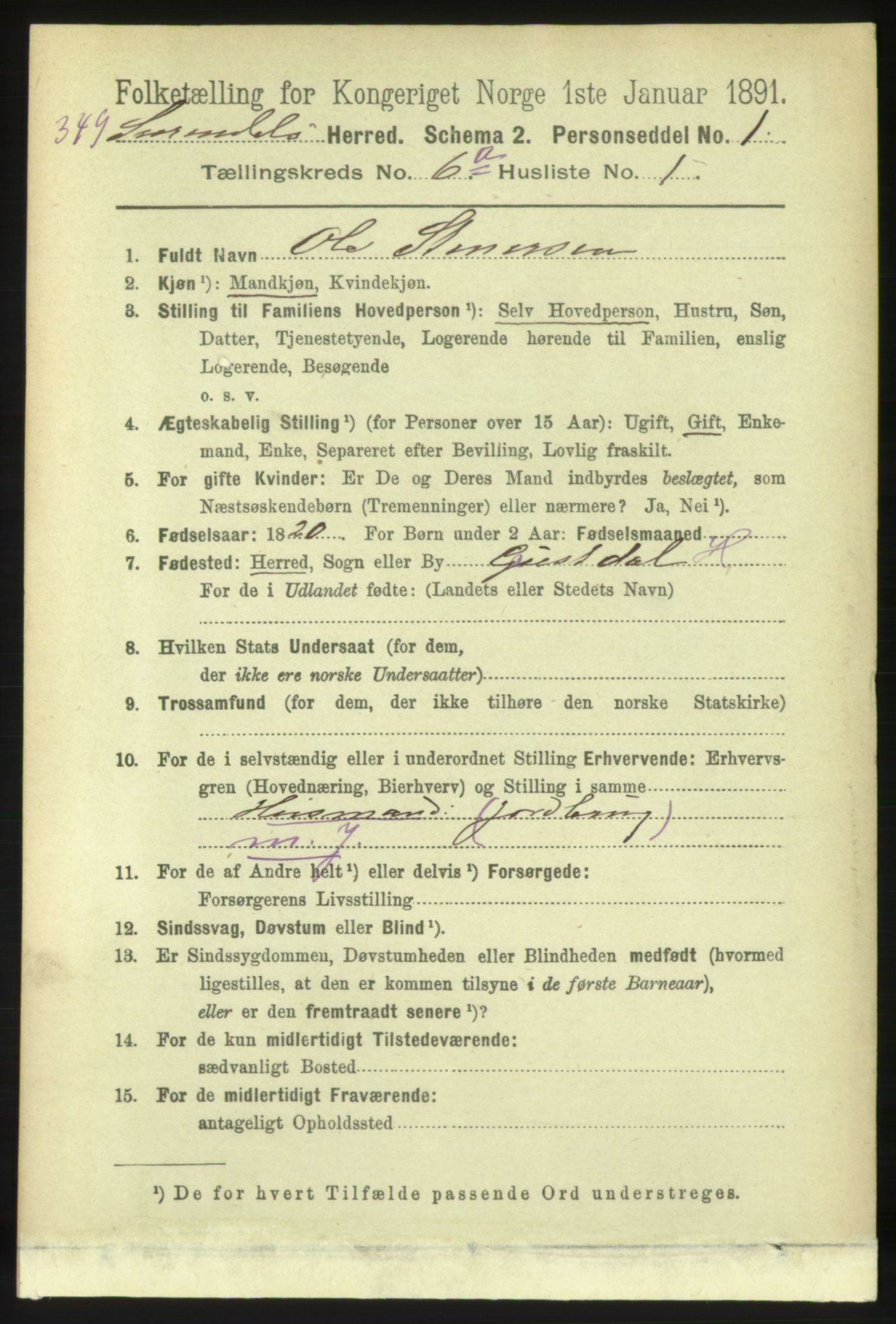 RA, 1891 census for 1566 Surnadal, 1891, p. 1671