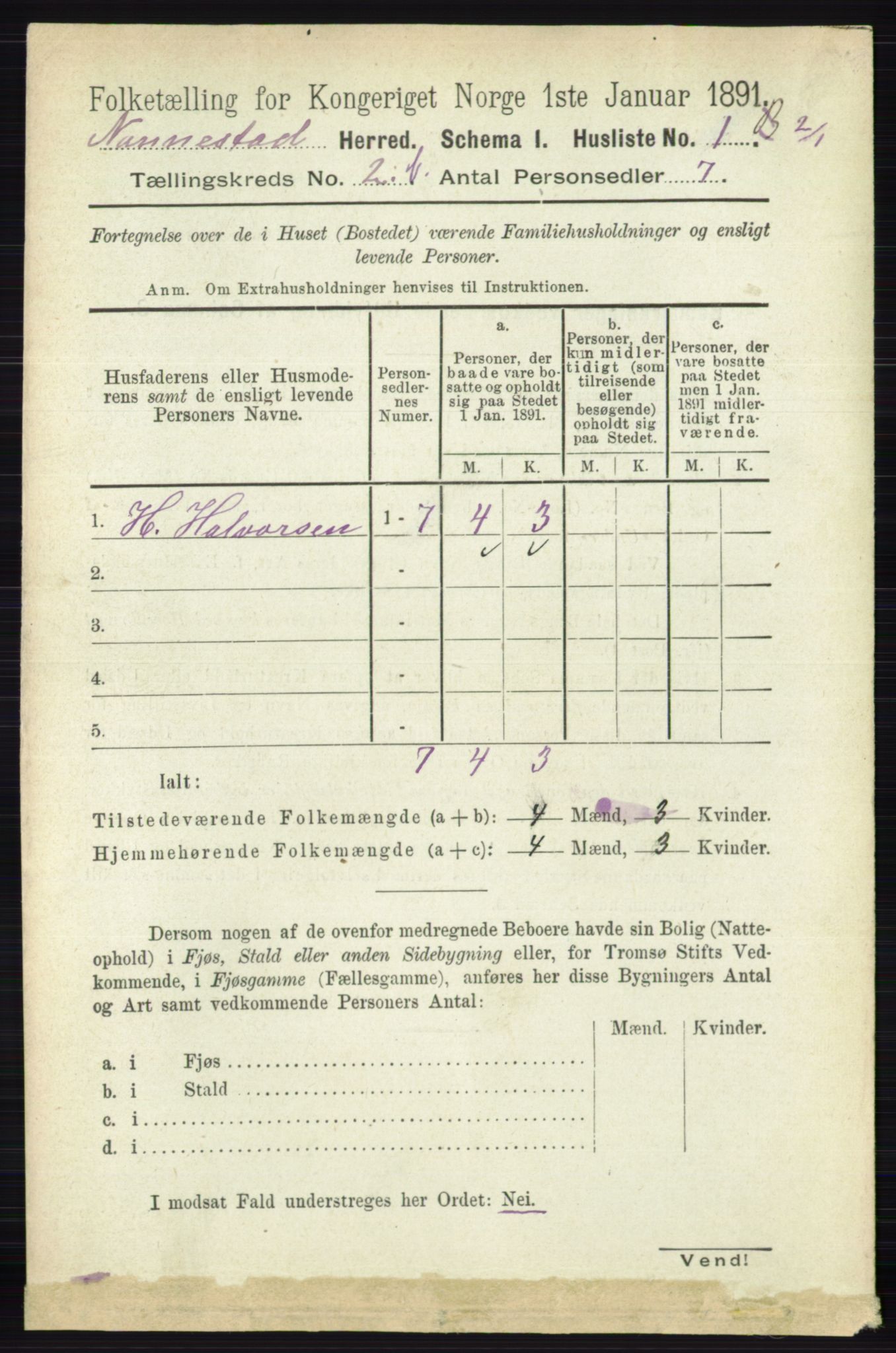 RA, 1891 census for 0238 Nannestad, 1891, p. 1114