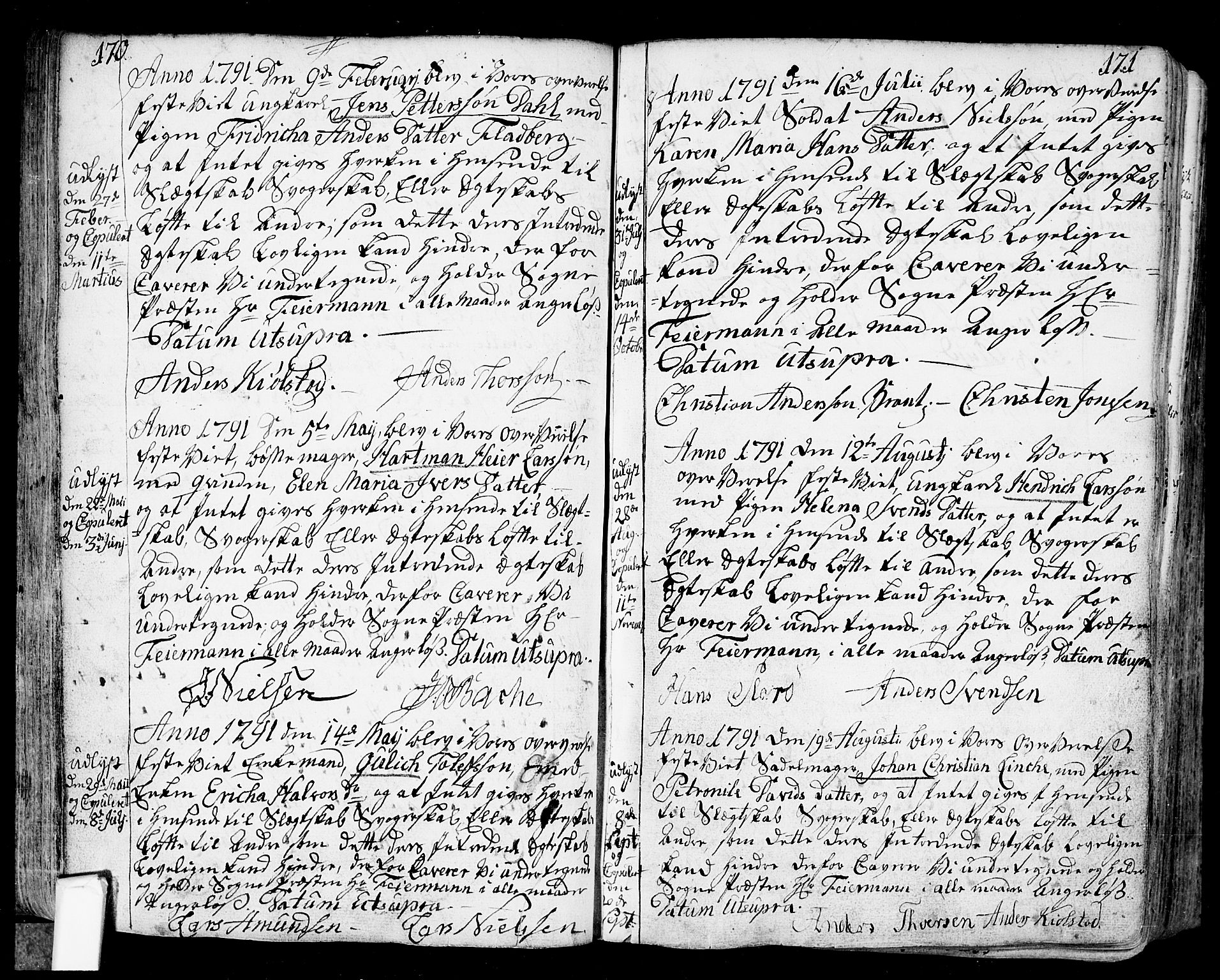 Fredrikstad prestekontor Kirkebøker, SAO/A-11082/F/Fa/L0002: Parish register (official) no. 2, 1750-1804, p. 170-171