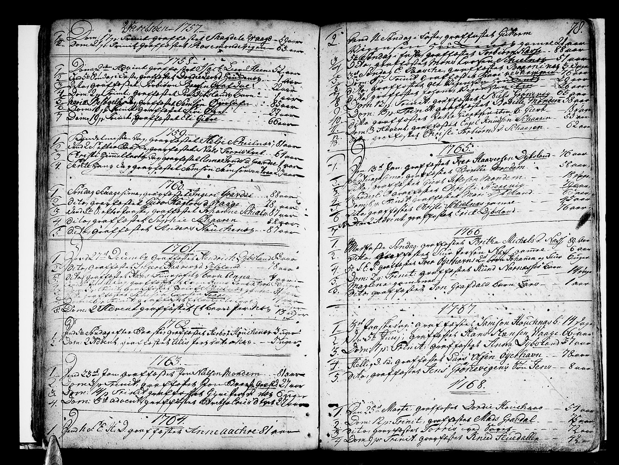 Strandebarm sokneprestembete, SAB/A-78401/H/Haa: Parish register (official) no. A 3 /3, 1751-1787, p. 78