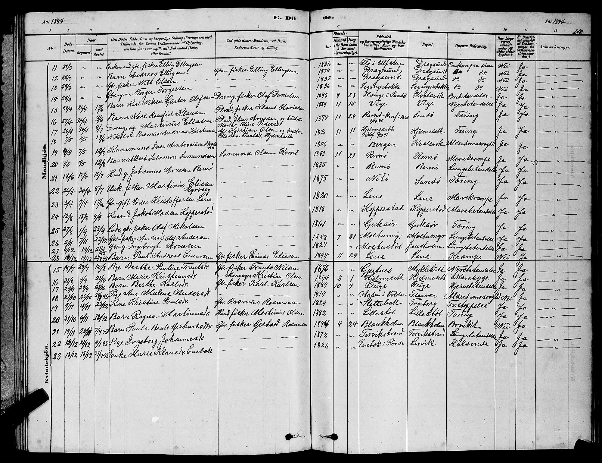 Ministerialprotokoller, klokkerbøker og fødselsregistre - Møre og Romsdal, AV/SAT-A-1454/507/L0081: Parish register (copy) no. 507C04, 1878-1898, p. 280