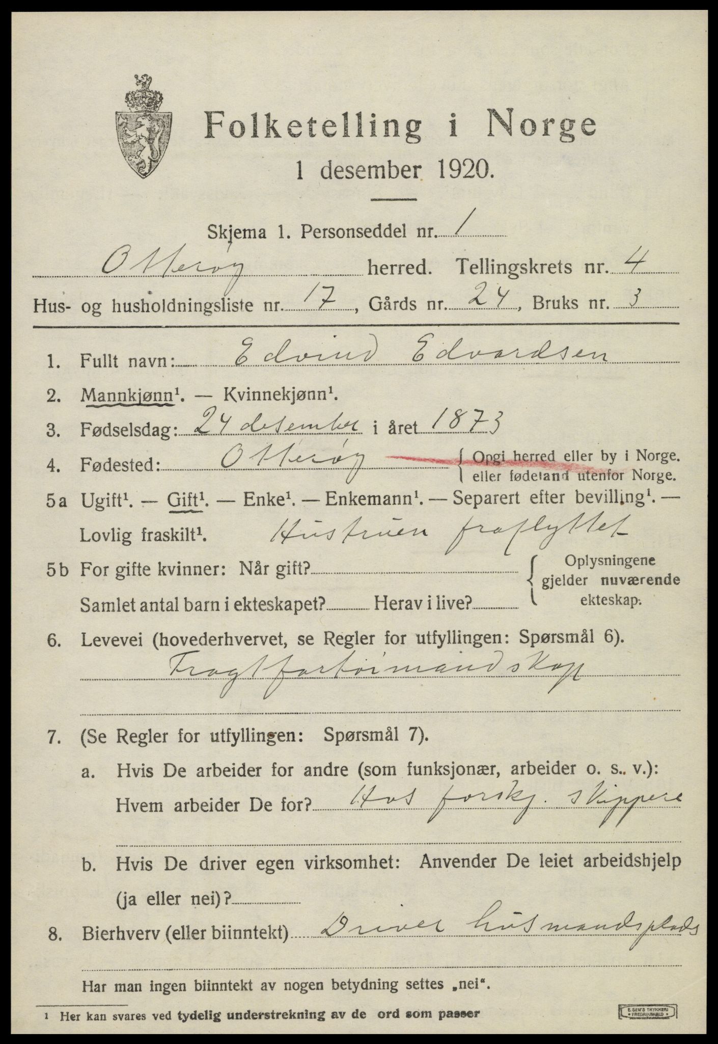 SAT, 1920 census for Otterøy, 1920, p. 1929