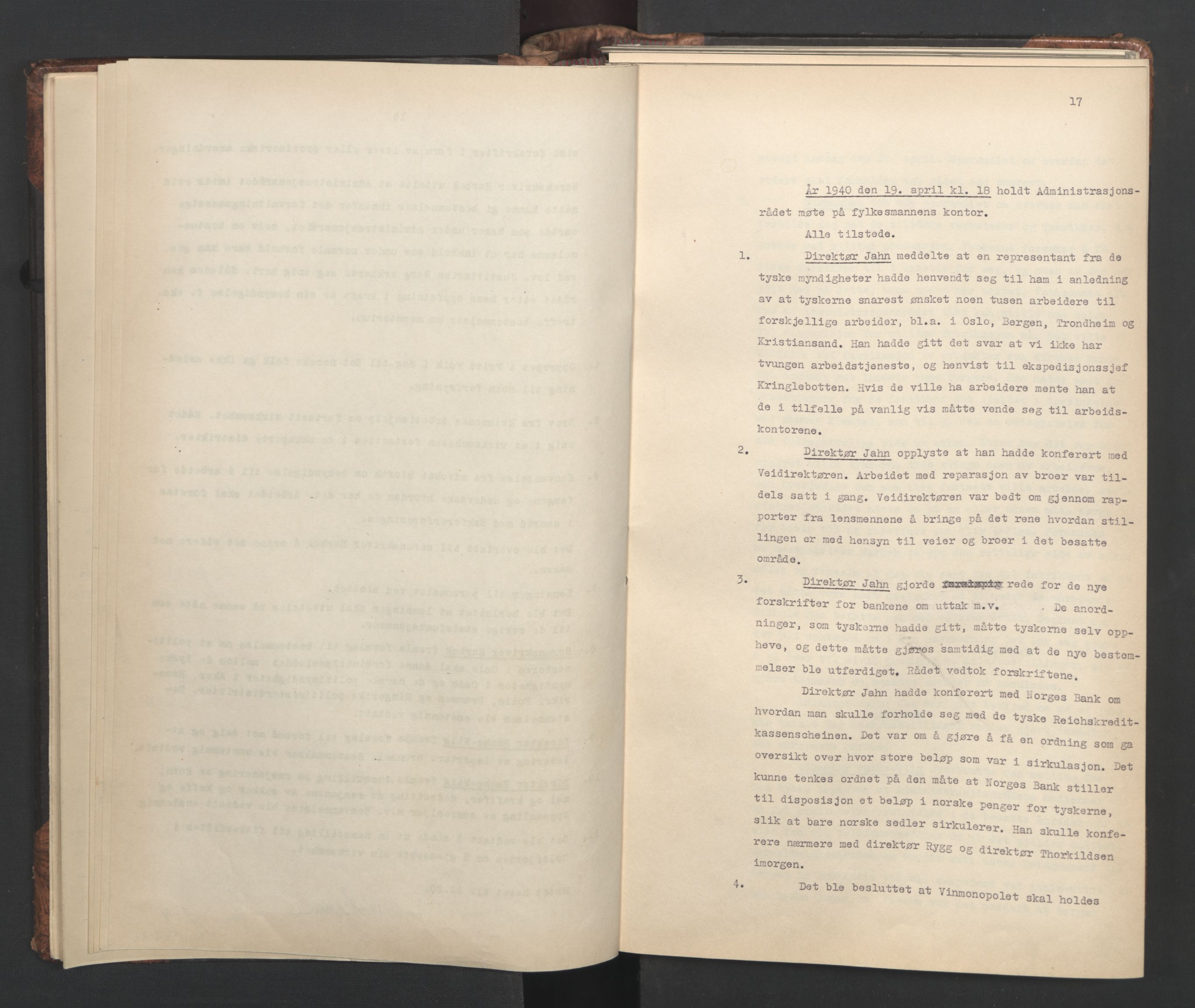 Administrasjonsrådet, AV/RA-S-1004/A/L0001: Møteprotokoll med tillegg 15/4-25/9, 1940, p. 17