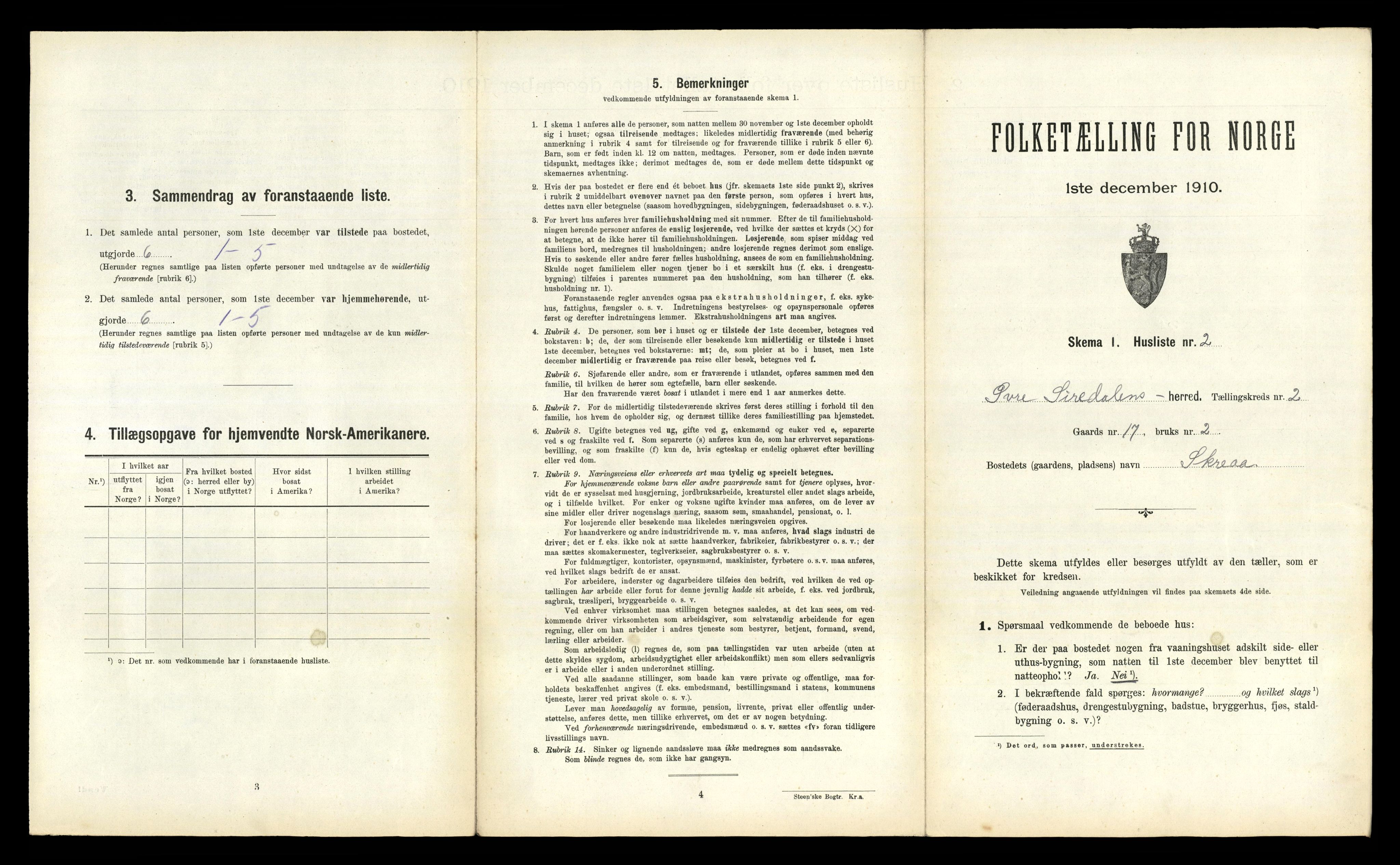 RA, 1910 census for Øvre Sirdal, 1910, p. 106