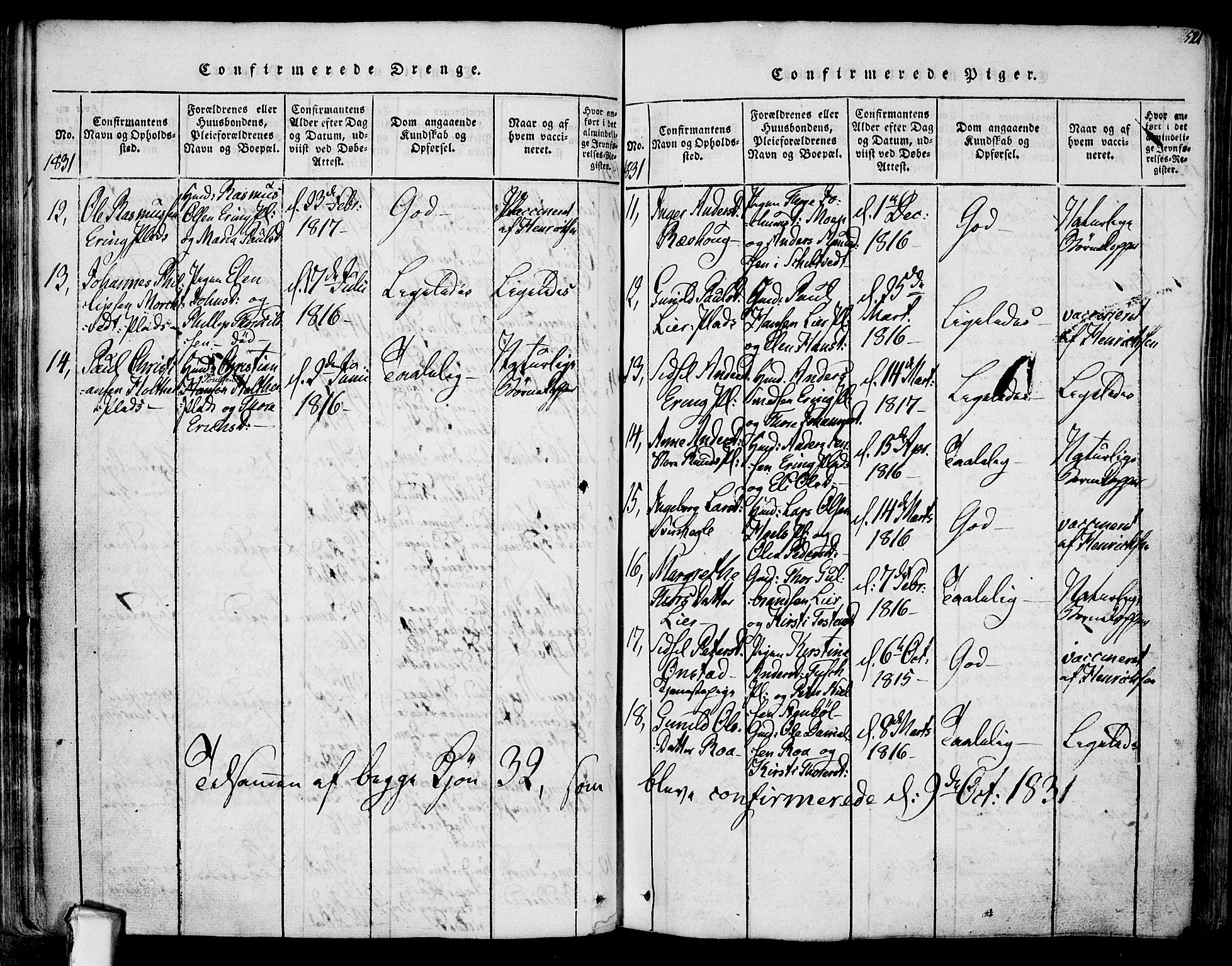 Askim prestekontor Kirkebøker, AV/SAO-A-10900/F/Fa/L0004: Parish register (official) no. 4, 1817-1846, p. 520-521