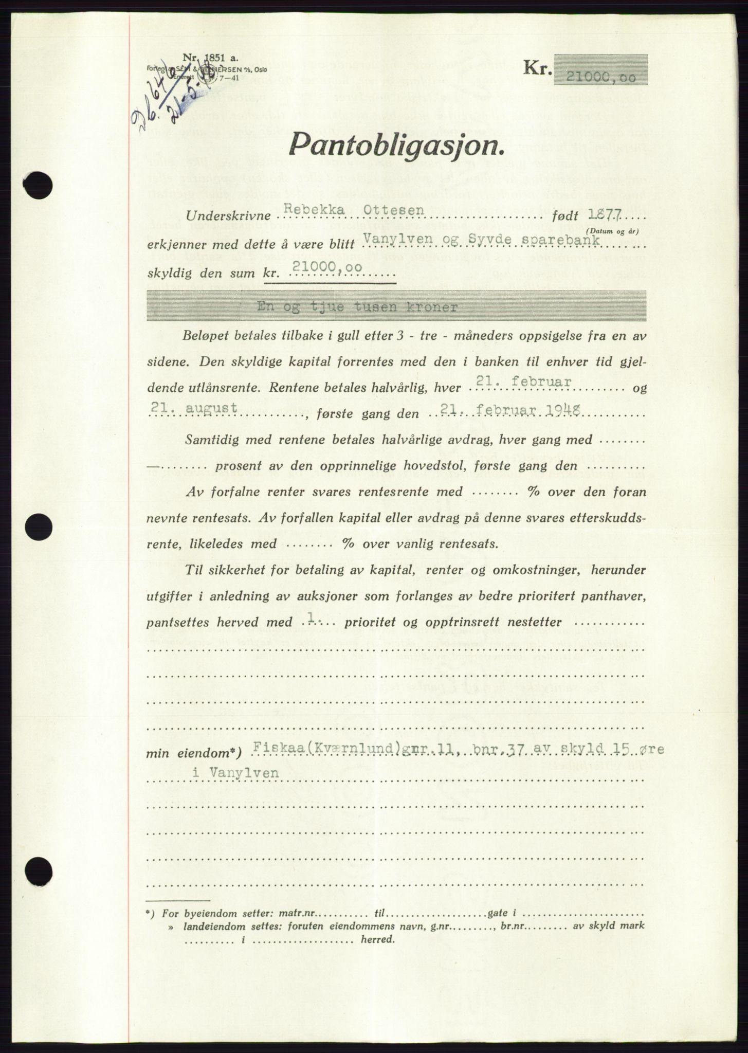 Søre Sunnmøre sorenskriveri, AV/SAT-A-4122/1/2/2C/L0115: Mortgage book no. 3B, 1947-1948, Diary no: : 646/1948