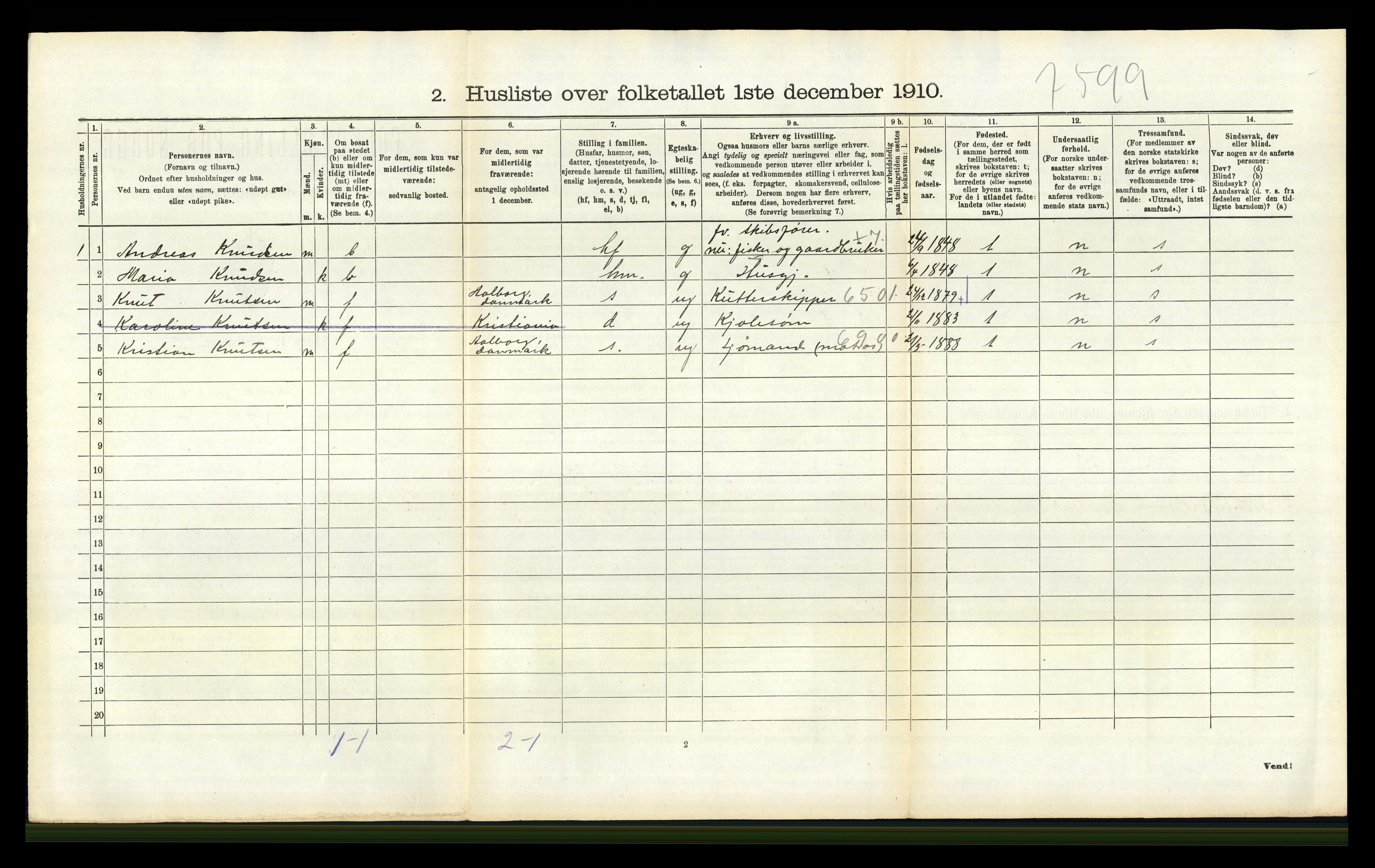 RA, 1910 census for Bamble, 1910, p. 1477