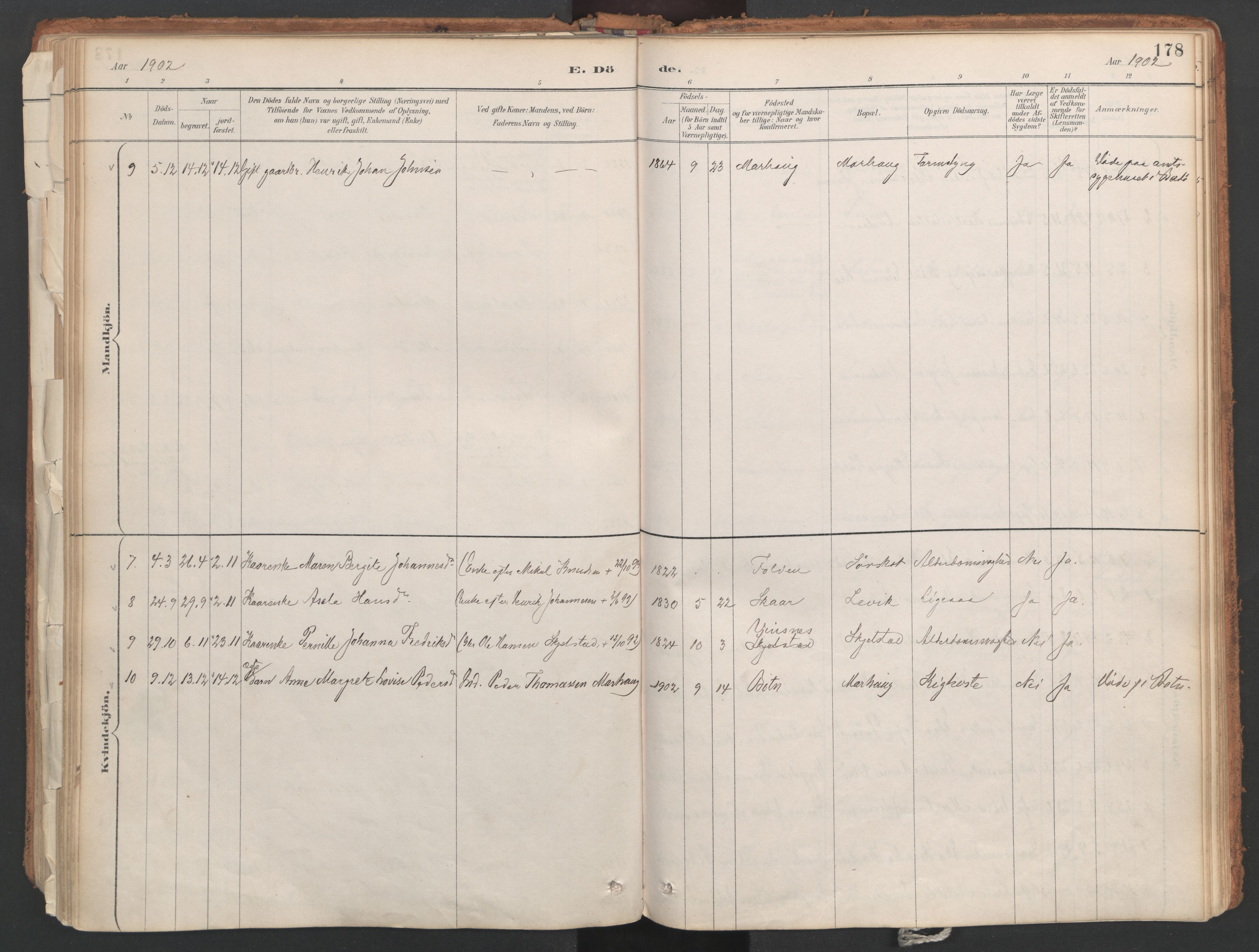 Ministerialprotokoller, klokkerbøker og fødselsregistre - Nordland, AV/SAT-A-1459/857/L0822: Parish register (official) no. 857A02, 1890-1917, p. 178