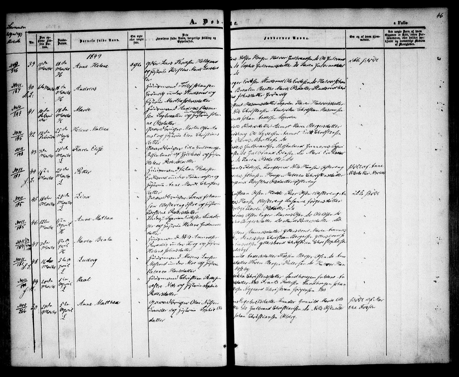 Høland prestekontor Kirkebøker, SAO/A-10346a/F/Fa/L0009: Parish register (official) no. I 9, 1846-1853, p. 46