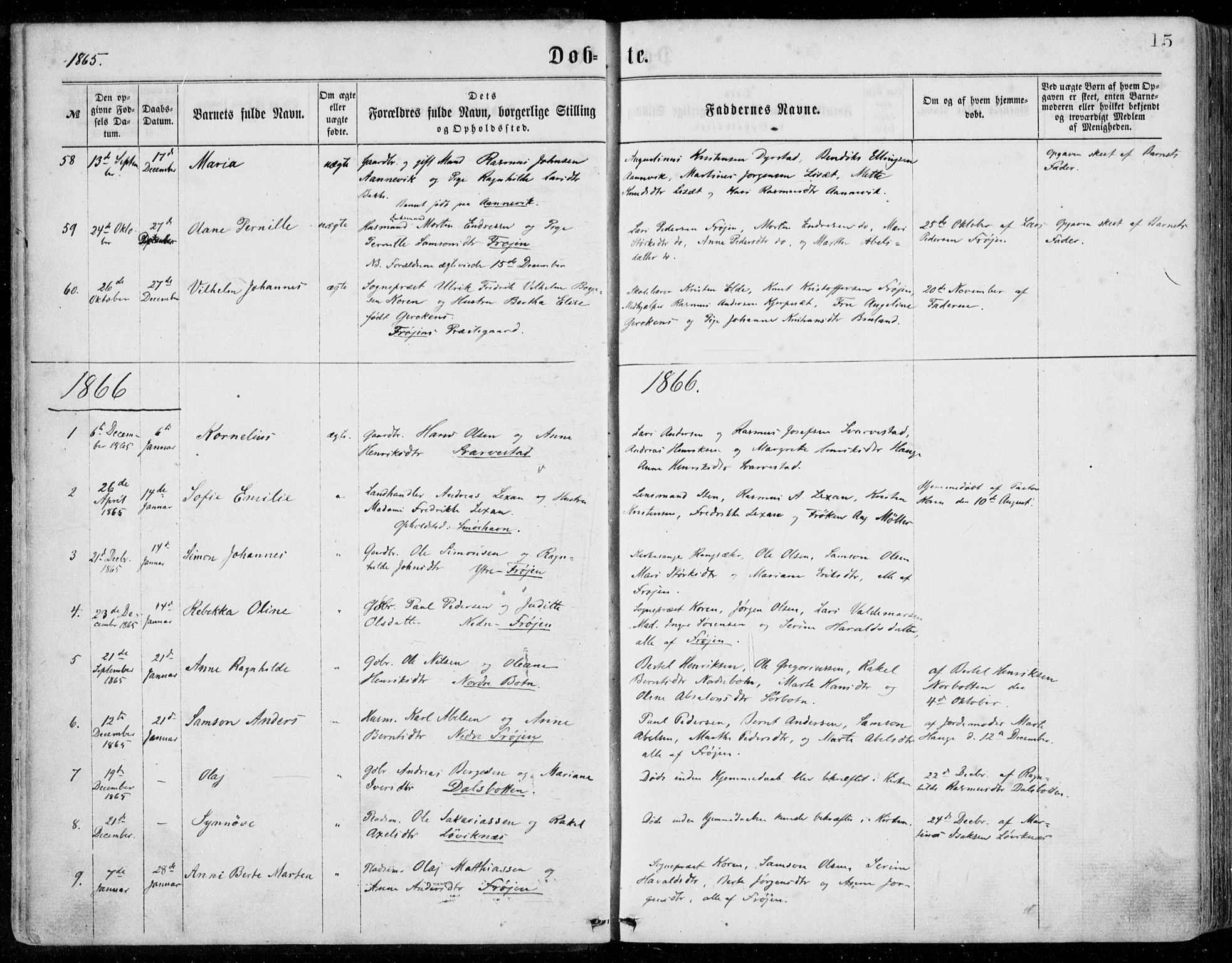 Bremanger sokneprestembete, SAB/A-82201/H/Haa/Haaa/L0001: Parish register (official) no. A  1, 1864-1883, p. 15