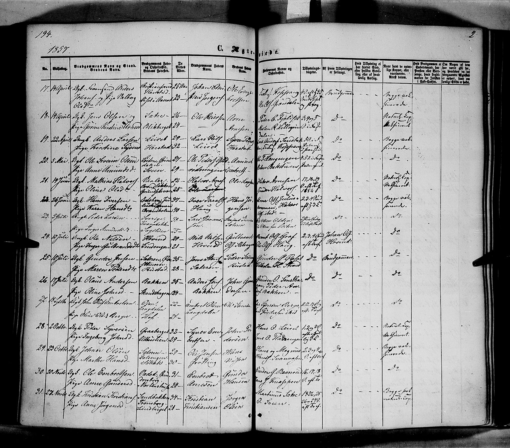 Elverum prestekontor, AV/SAH-PREST-044/H/Ha/Haa/L0010: Parish register (official) no. 10, 1857-1868, p. 194