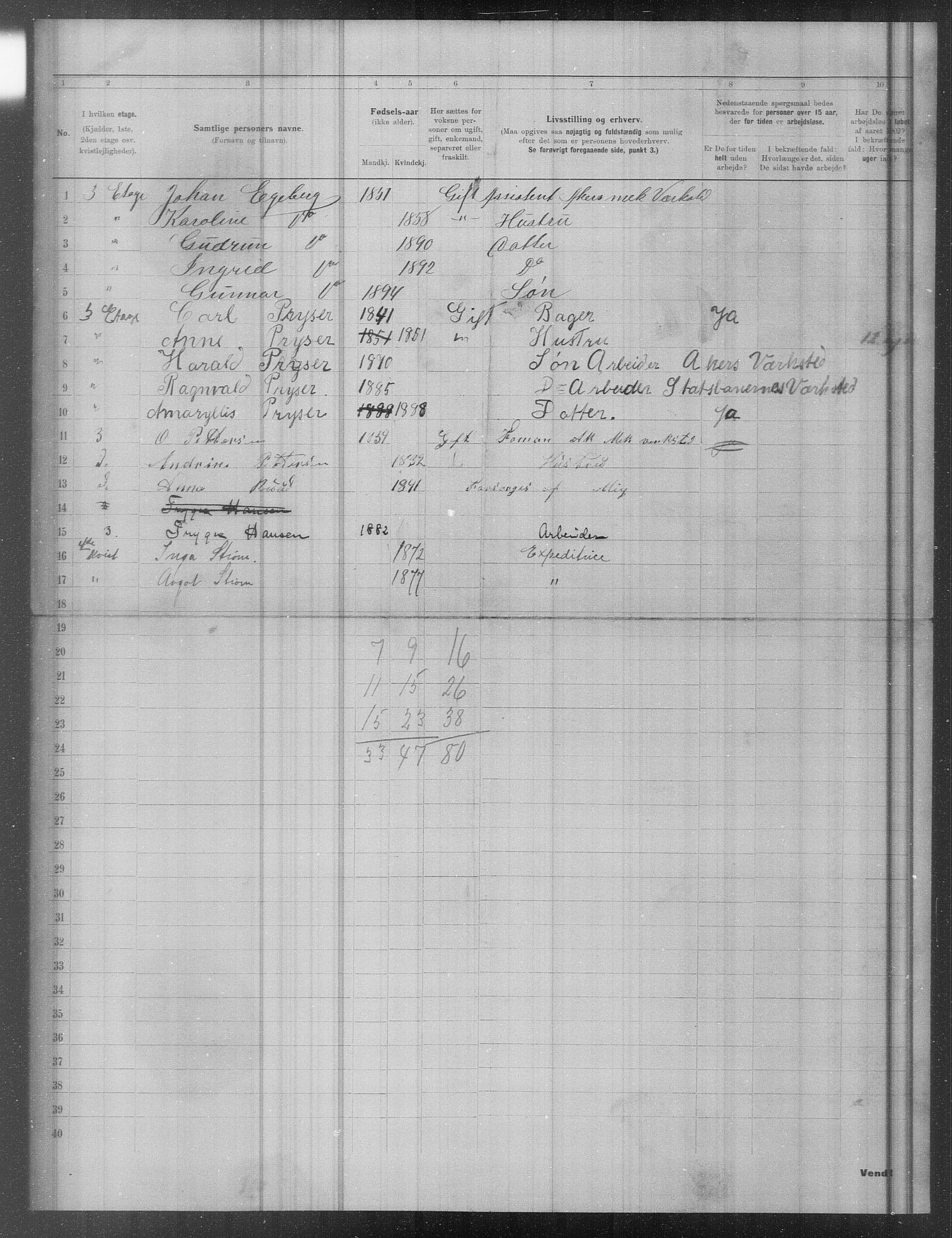 OBA, Municipal Census 1902 for Kristiania, 1902, p. 19606