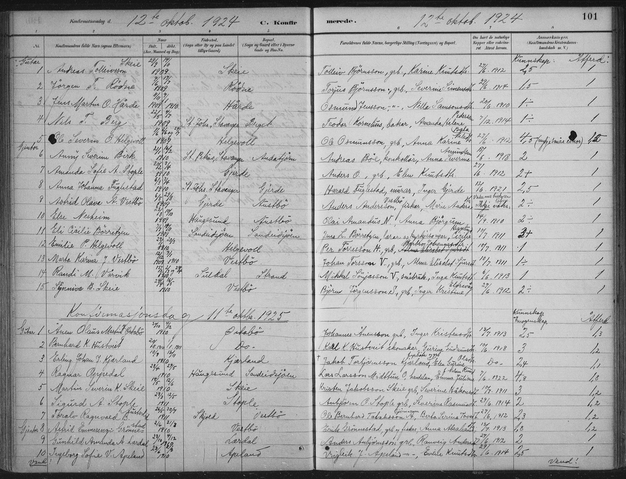 Vikedal sokneprestkontor, AV/SAST-A-101840/01/IV: Parish register (official) no. A 11, 1884-1933, p. 101