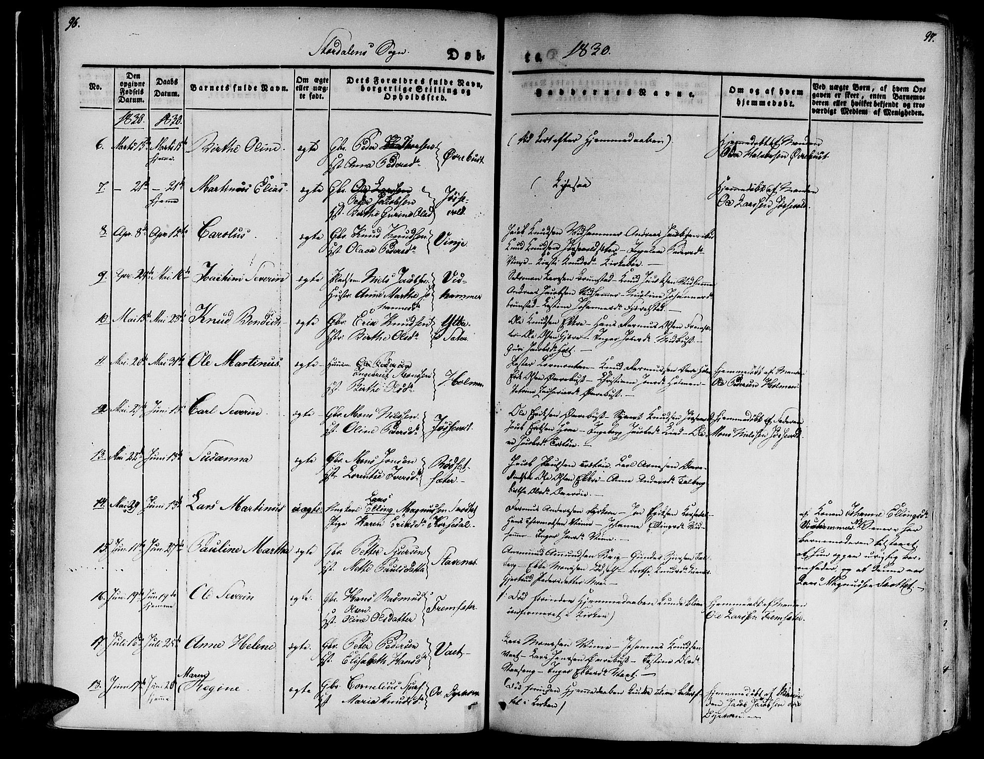 Ministerialprotokoller, klokkerbøker og fødselsregistre - Møre og Romsdal, SAT/A-1454/520/L0274: Parish register (official) no. 520A04, 1827-1864, p. 96-97