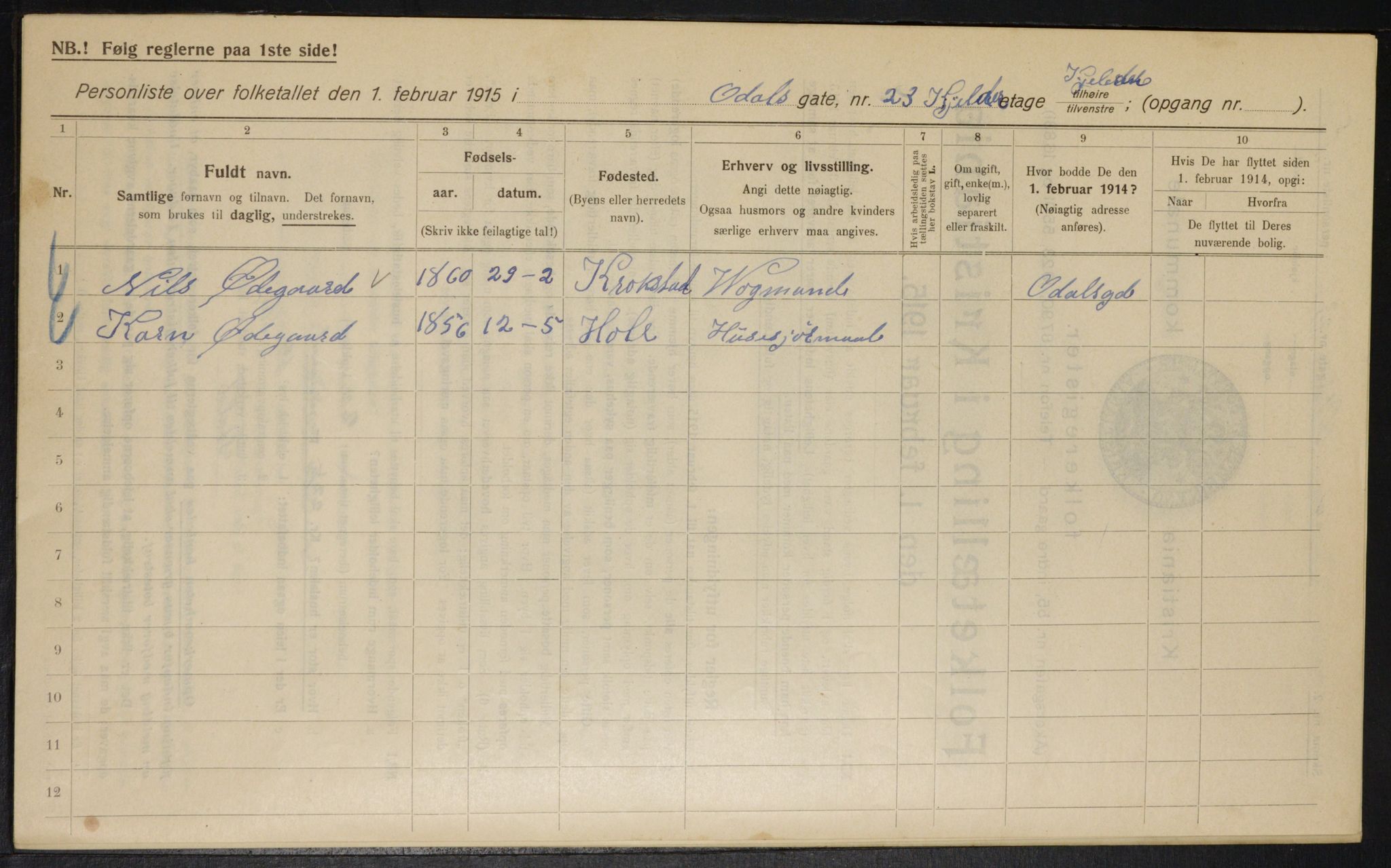 OBA, Municipal Census 1915 for Kristiania, 1915, p. 73842