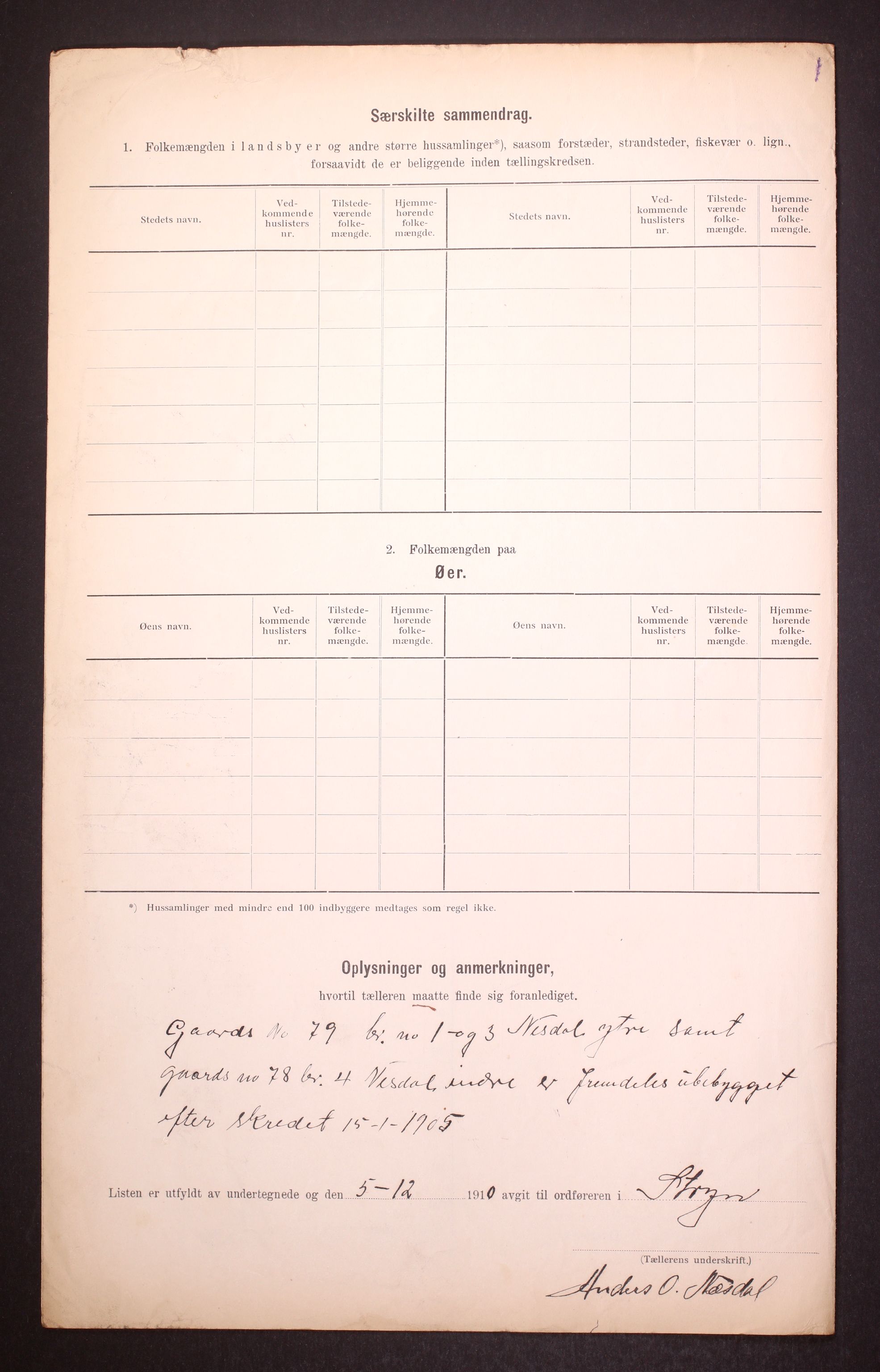 RA, 1910 census for Stryn, 1910, p. 42