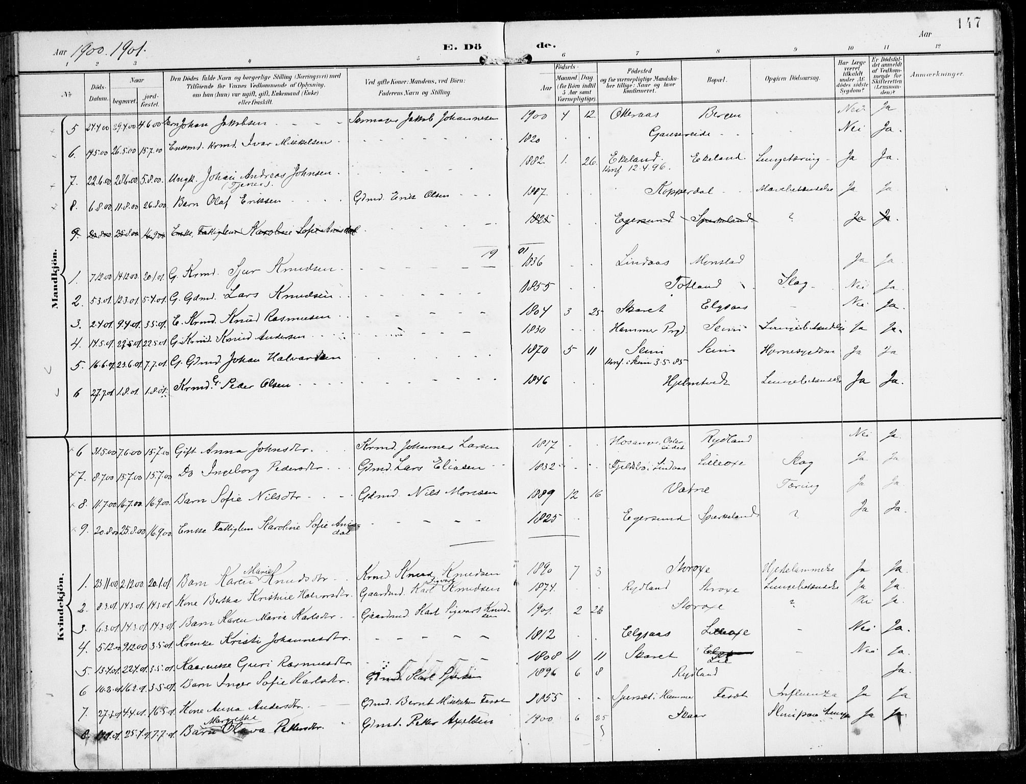 Alversund Sokneprestembete, AV/SAB-A-73901/H/Ha/Haa/Haad/L0004: Parish register (official) no. D 4, 1898-1926, p. 147