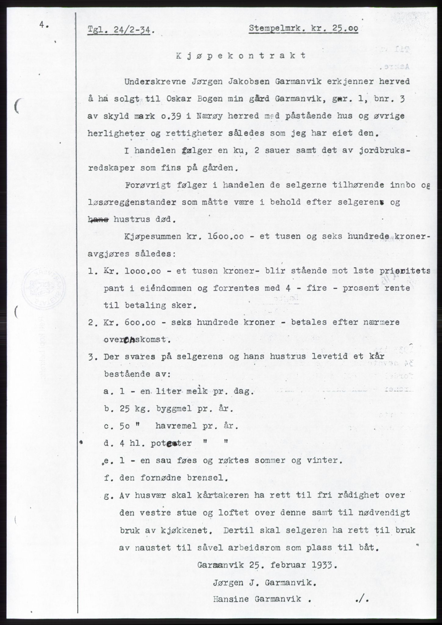 Namdal sorenskriveri, SAT/A-4133/1/2/2C: Mortgage book no. -, 1940-1941, Deed date: 24.02.1934