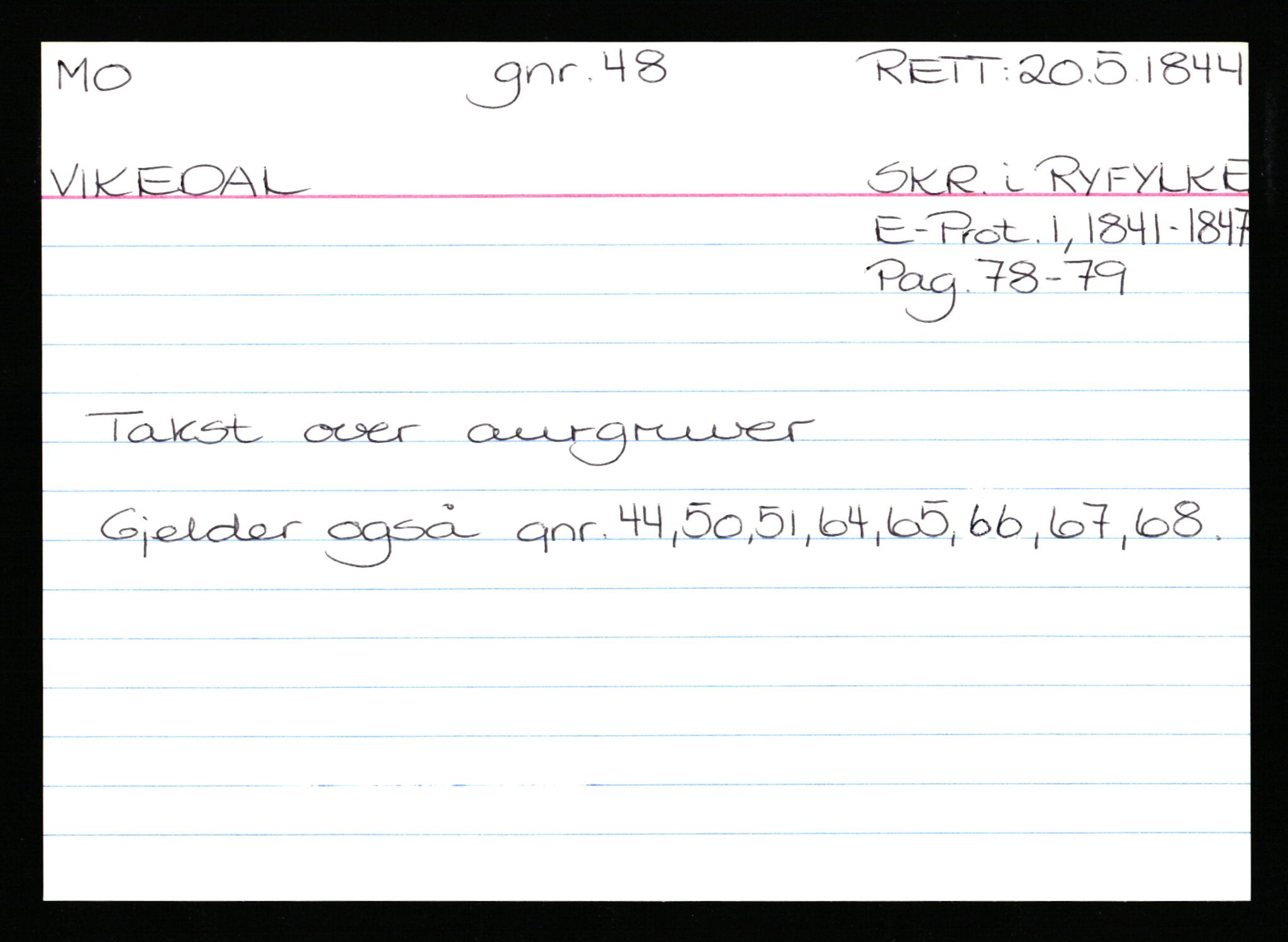 Statsarkivet i Stavanger, AV/SAST-A-101971/03/Y/Ym/L0039: Åstedskort sortert etter gårdsnavn: Mo - Myglebostad, 1600-1950, p. 20