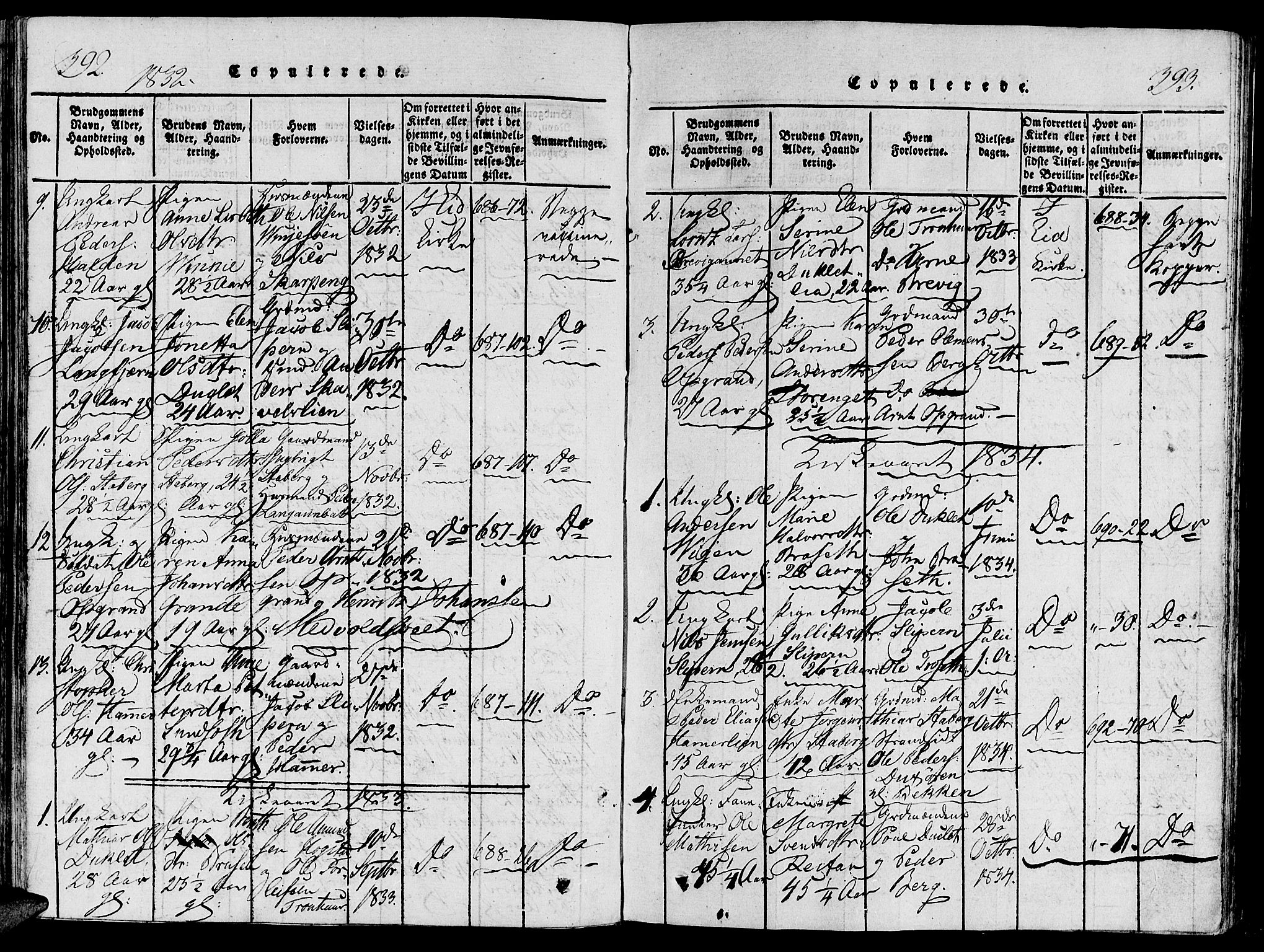 Ministerialprotokoller, klokkerbøker og fødselsregistre - Nord-Trøndelag, AV/SAT-A-1458/733/L0322: Parish register (official) no. 733A01, 1817-1842, p. 392-393