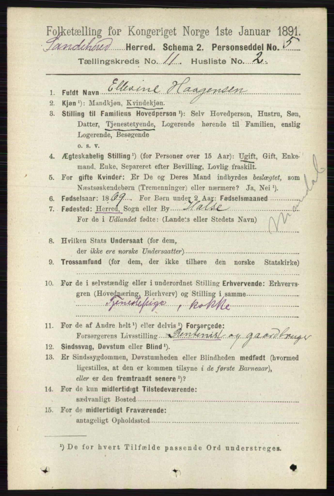 RA, 1891 census for 0724 Sandeherred, 1891, p. 6728