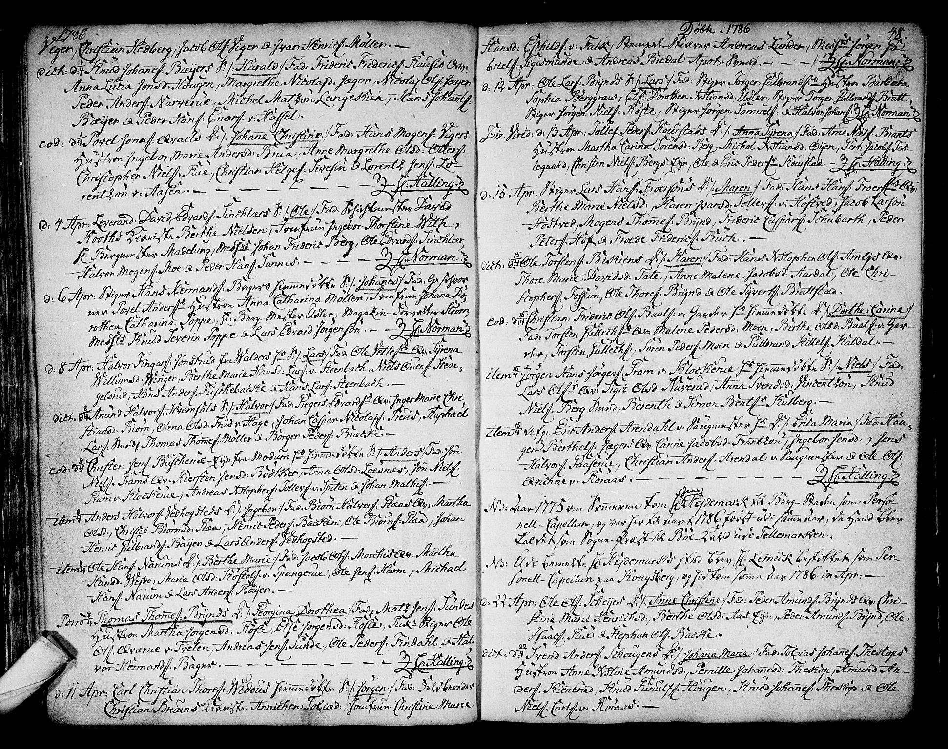 Kongsberg kirkebøker, SAKO/A-22/F/Fa/L0006: Parish register (official) no. I 6, 1783-1797, p. 48