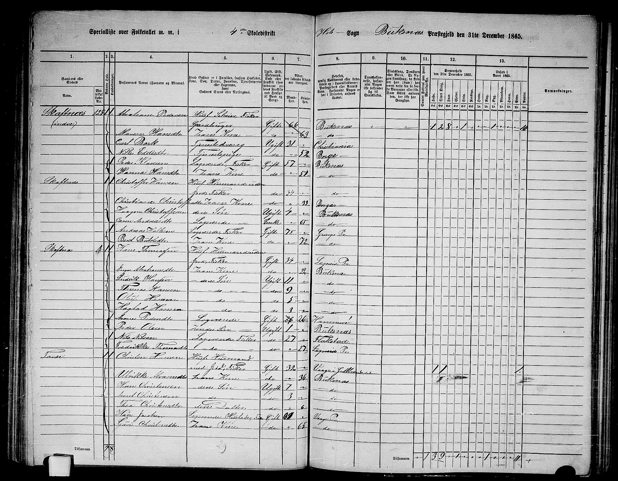 RA, 1865 census for Buksnes, 1865, p. 107