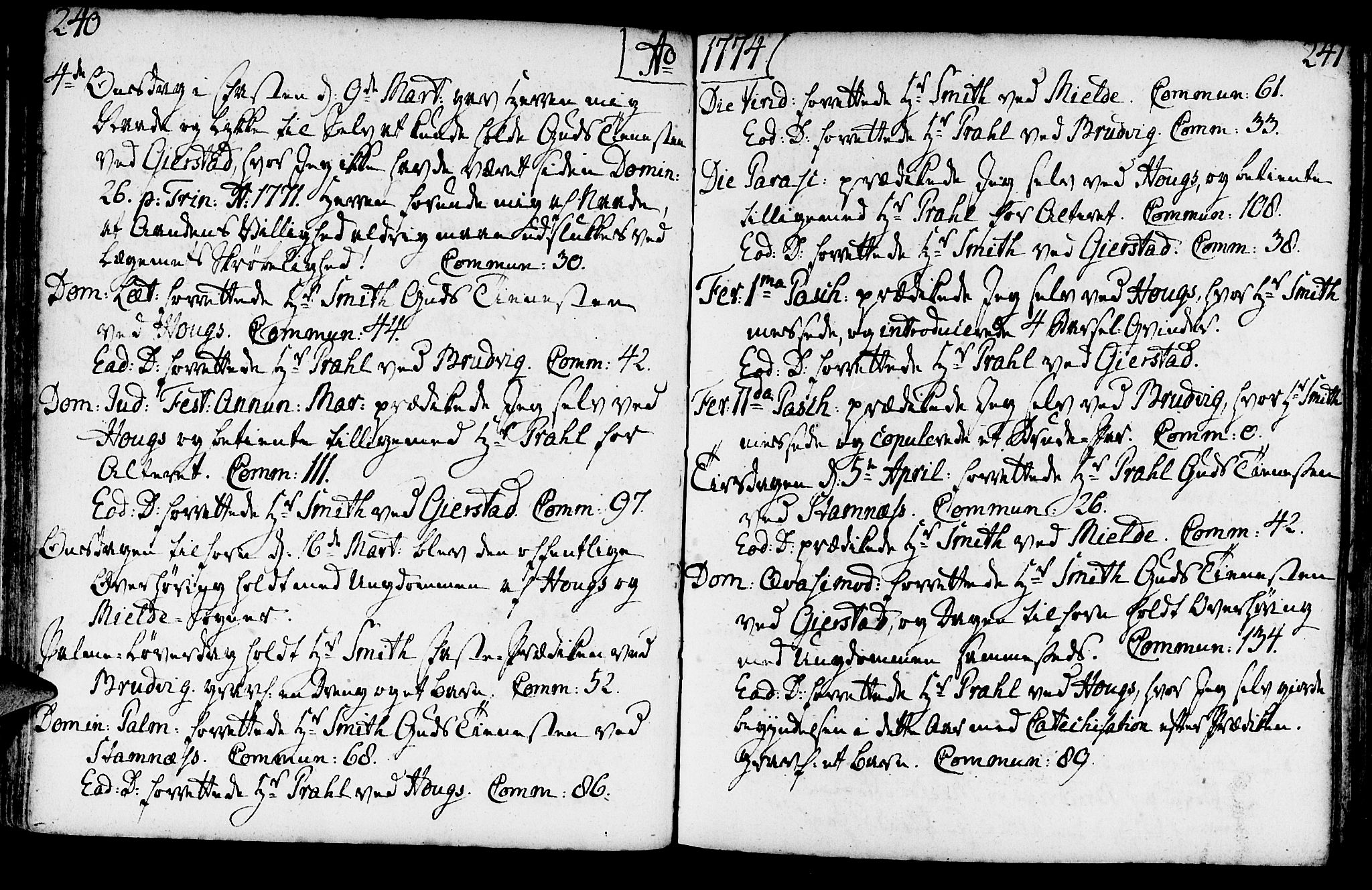 Haus sokneprestembete, SAB/A-75601/H/Haa: Parish register (official) no. A 9, 1767-1781, p. 240-241