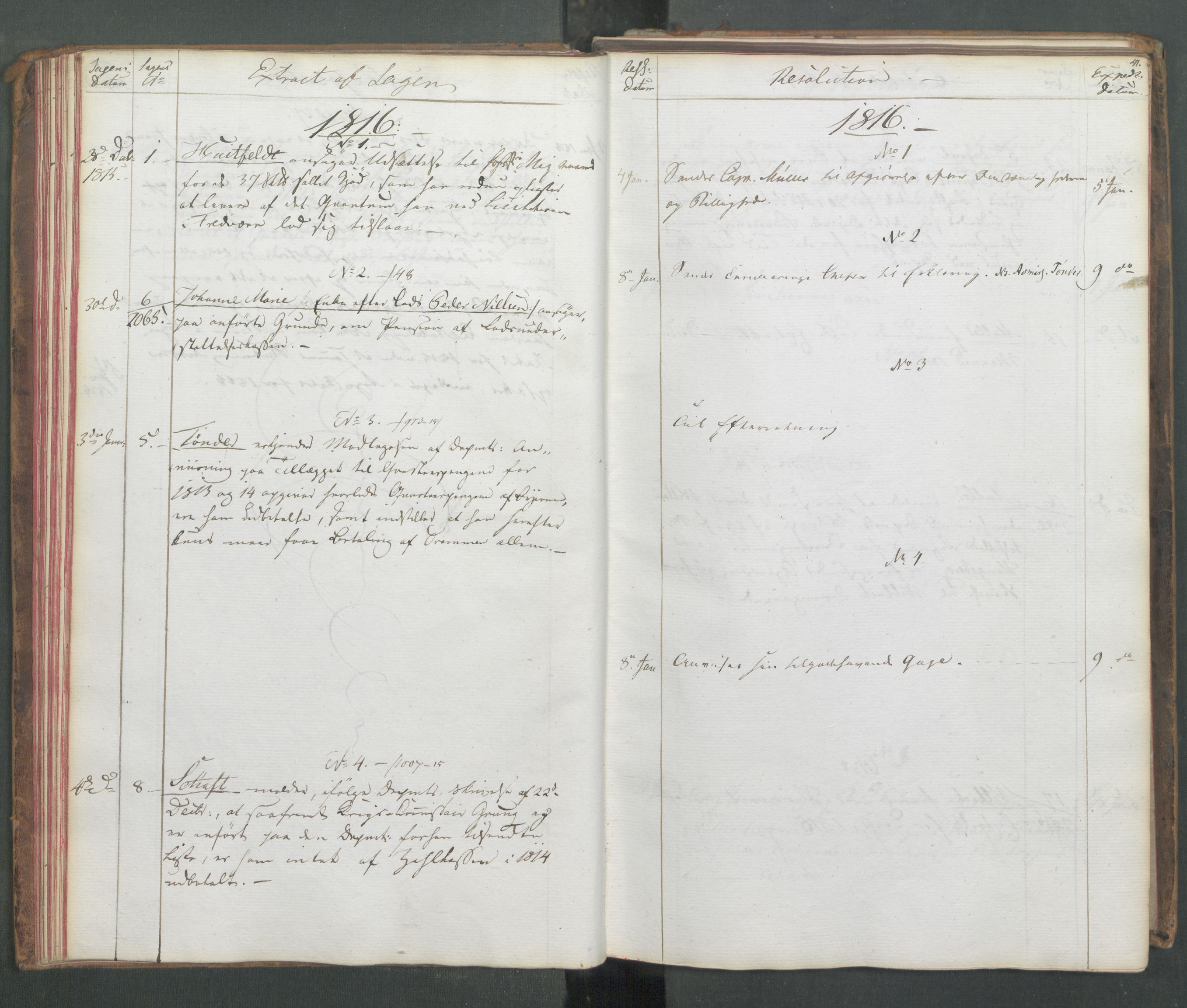 Marinedepartementet/ Marine- og postdepartementet, RA/RAFA-3792/C/L0003: 7de Departements Journal, 1815-1816, p. 41
