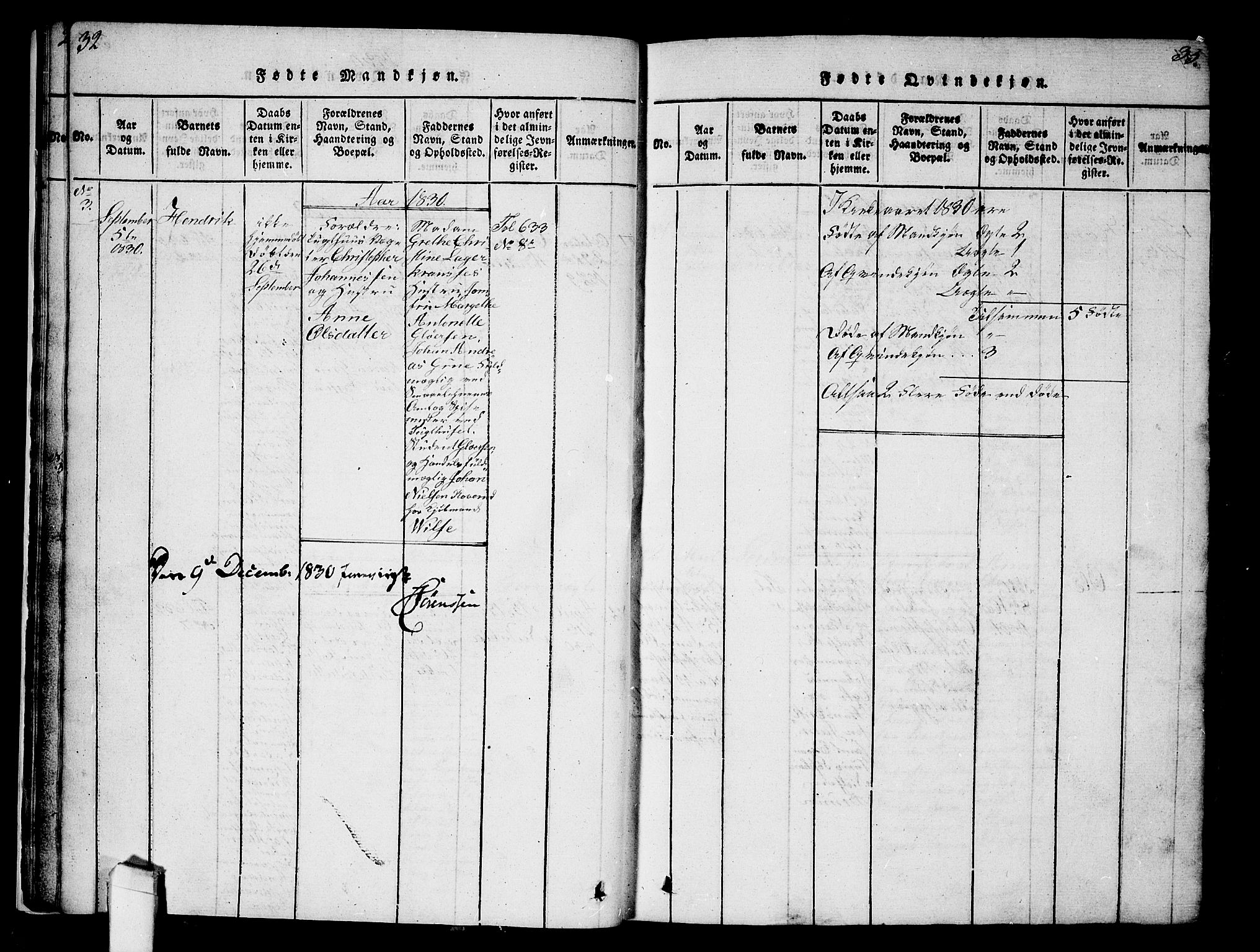 Kristiania tukthusprest Kirkebøker, AV/SAO-A-10881/G/Ga/L0001: Parish register (copy) no. 1, 1818-1857, p. 32-33