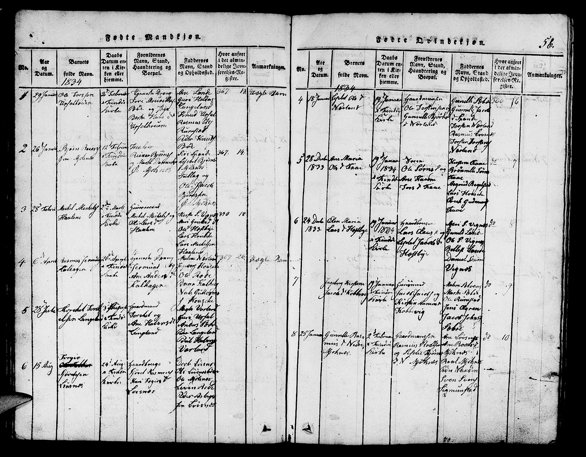 Finnøy sokneprestkontor, SAST/A-101825/H/Ha/Hab/L0001: Parish register (copy) no. B 1, 1816-1856, p. 56