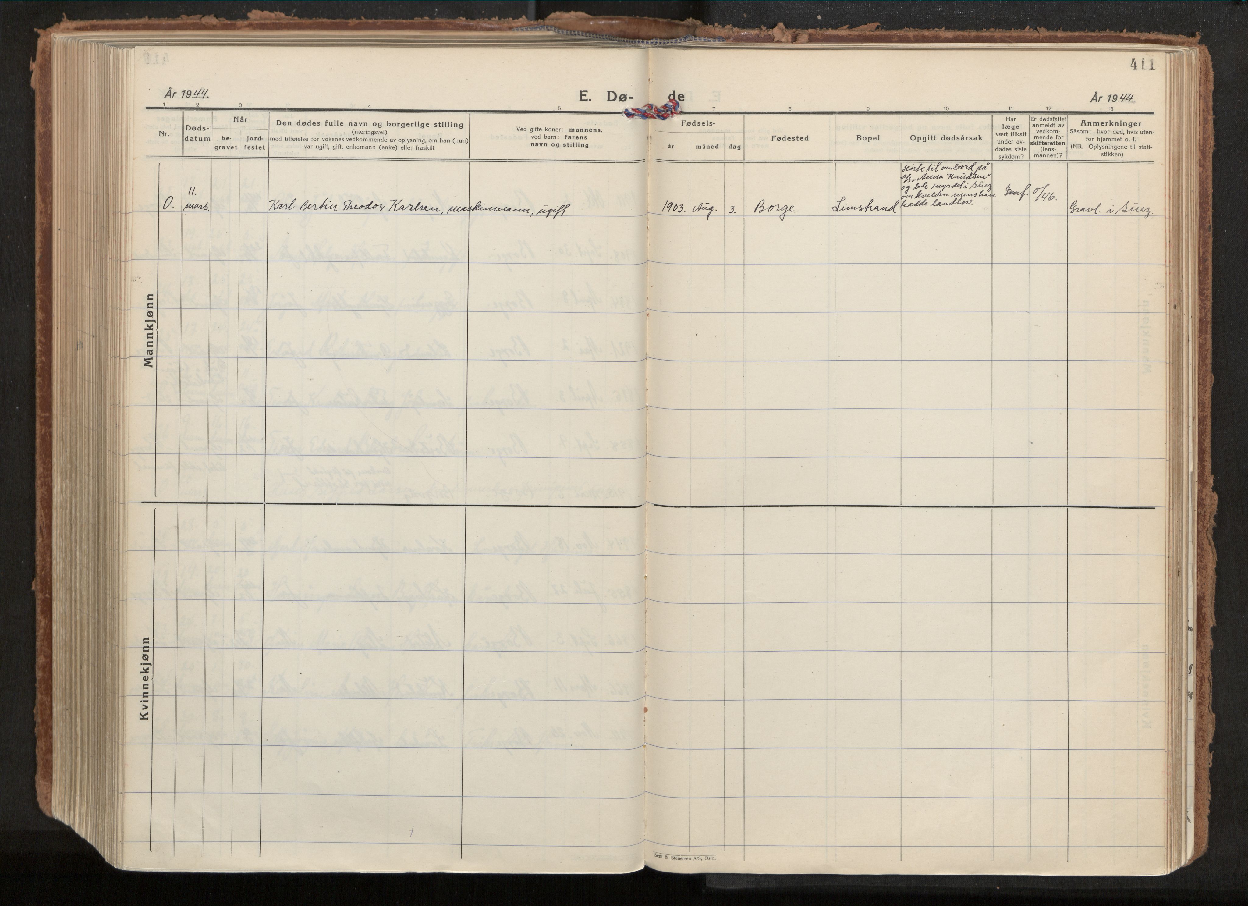 Ministerialprotokoller, klokkerbøker og fødselsregistre - Nordland, AV/SAT-A-1459/880/L1137: Parish register (official) no. 880A11, 1927-1944, p. 411