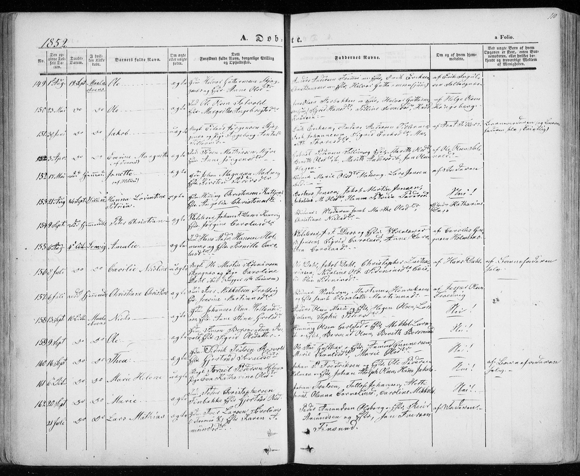 Lenvik sokneprestembete, SATØ/S-1310/H/Ha/Haa/L0006kirke: Parish register (official) no. 6, 1845-1854, p. 110