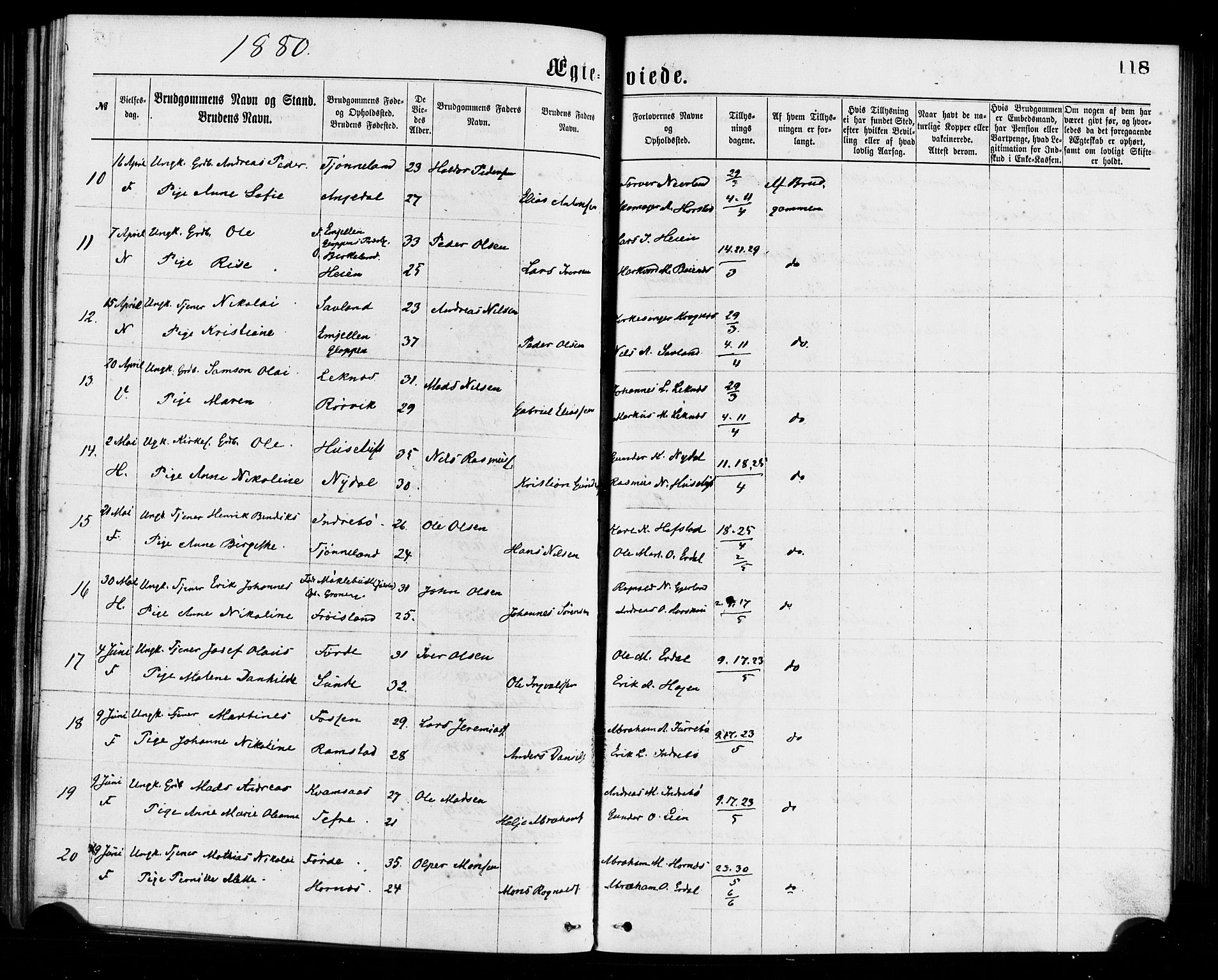 Førde sokneprestembete, AV/SAB-A-79901/H/Haa/Haaa/L0011: Parish register (official) no. A 11, 1877-1880, p. 118