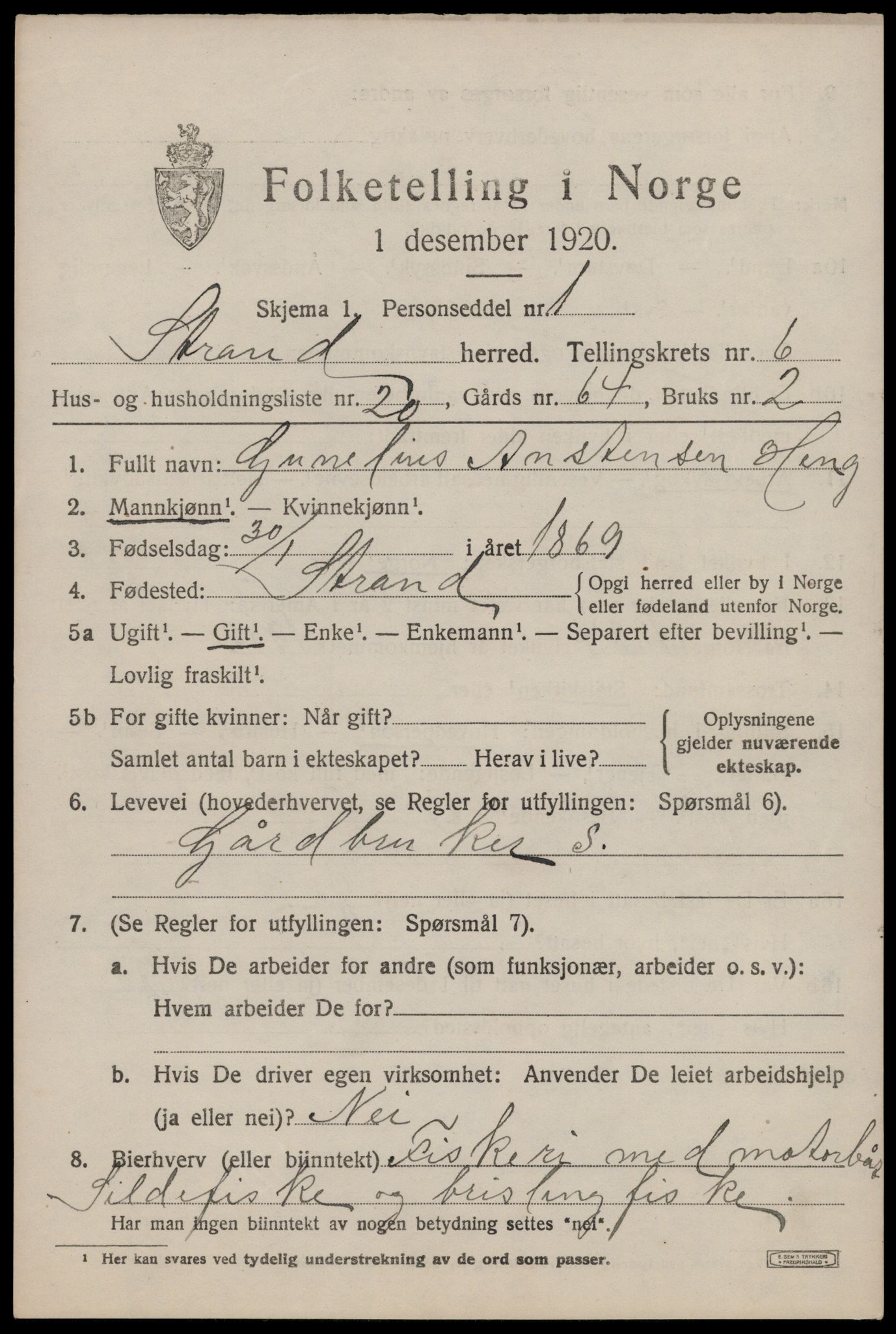 SAST, 1920 census for Strand, 1920, p. 4238