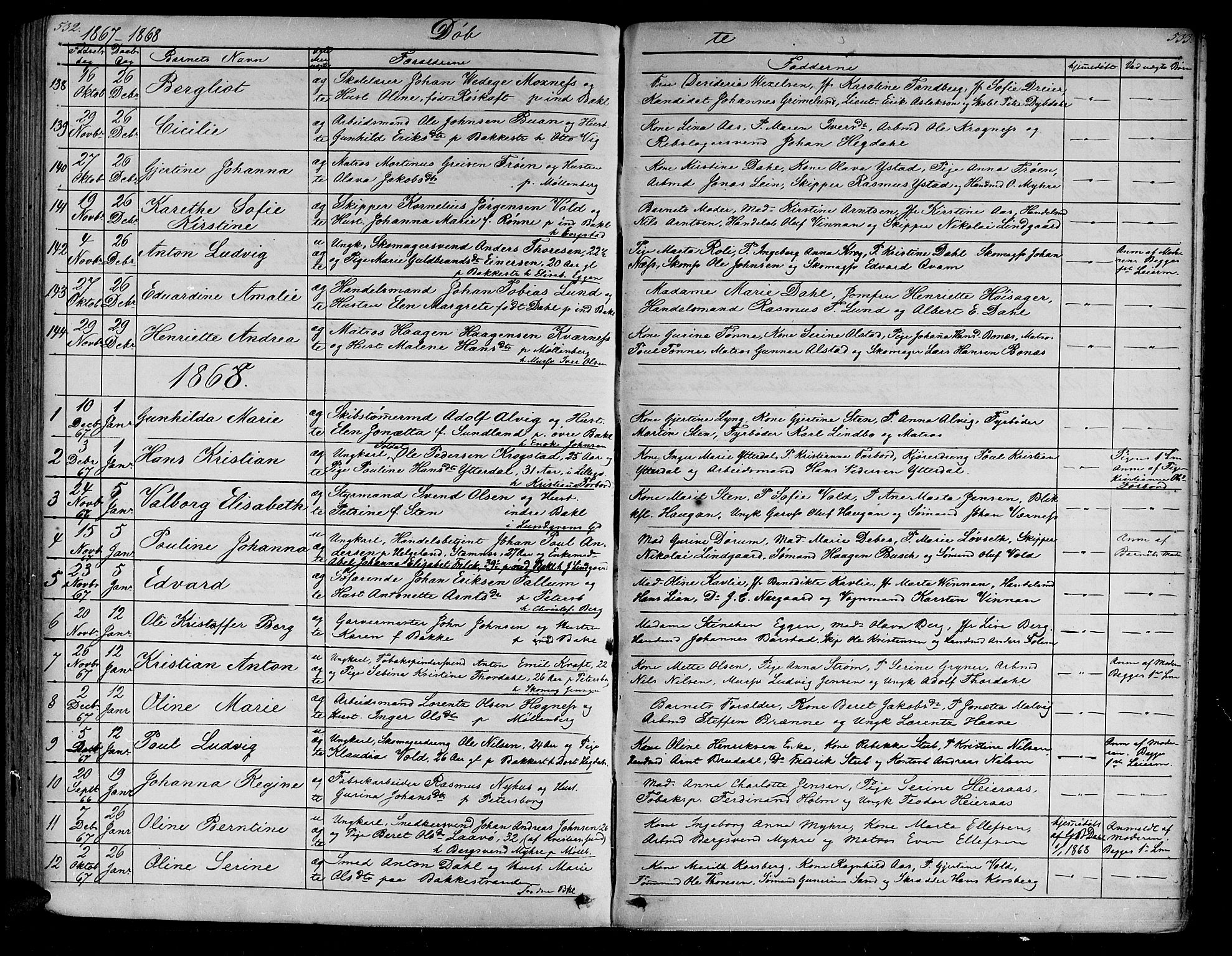 Ministerialprotokoller, klokkerbøker og fødselsregistre - Sør-Trøndelag, SAT/A-1456/604/L0219: Parish register (copy) no. 604C02, 1851-1869, p. 532-533