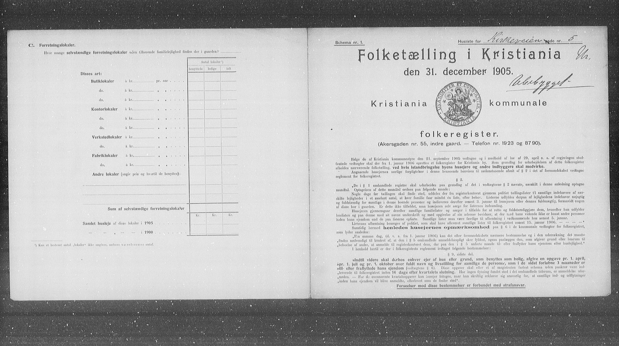 OBA, Municipal Census 1905 for Kristiania, 1905, p. 26615