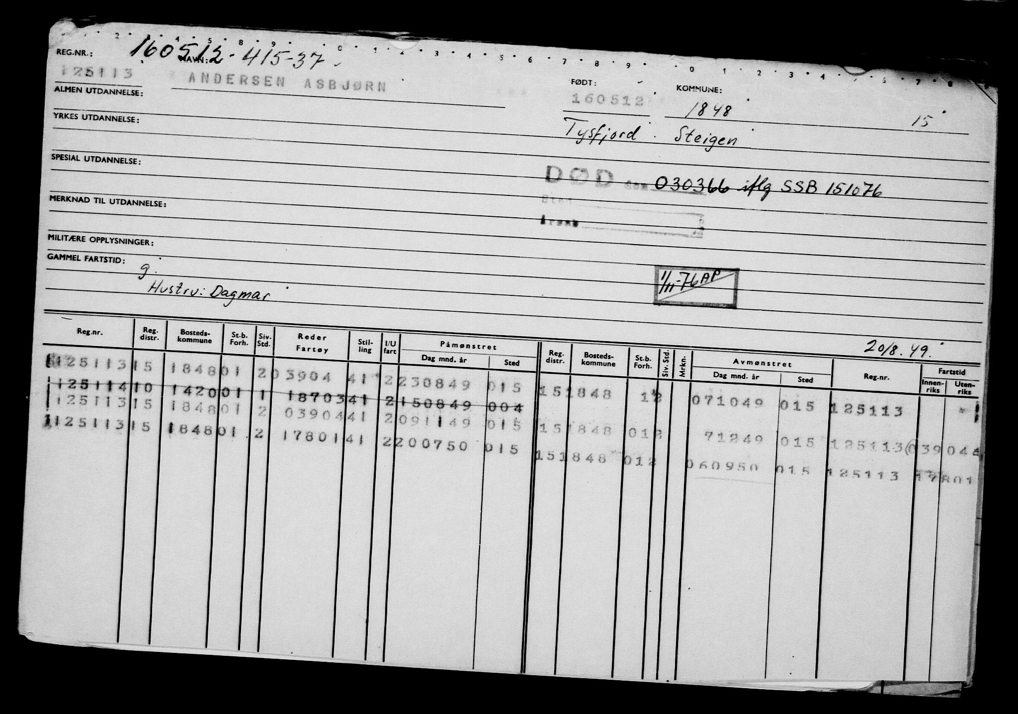 Direktoratet for sjømenn, RA/S-3545/G/Gb/L0104: Hovedkort, 1912, p. 534