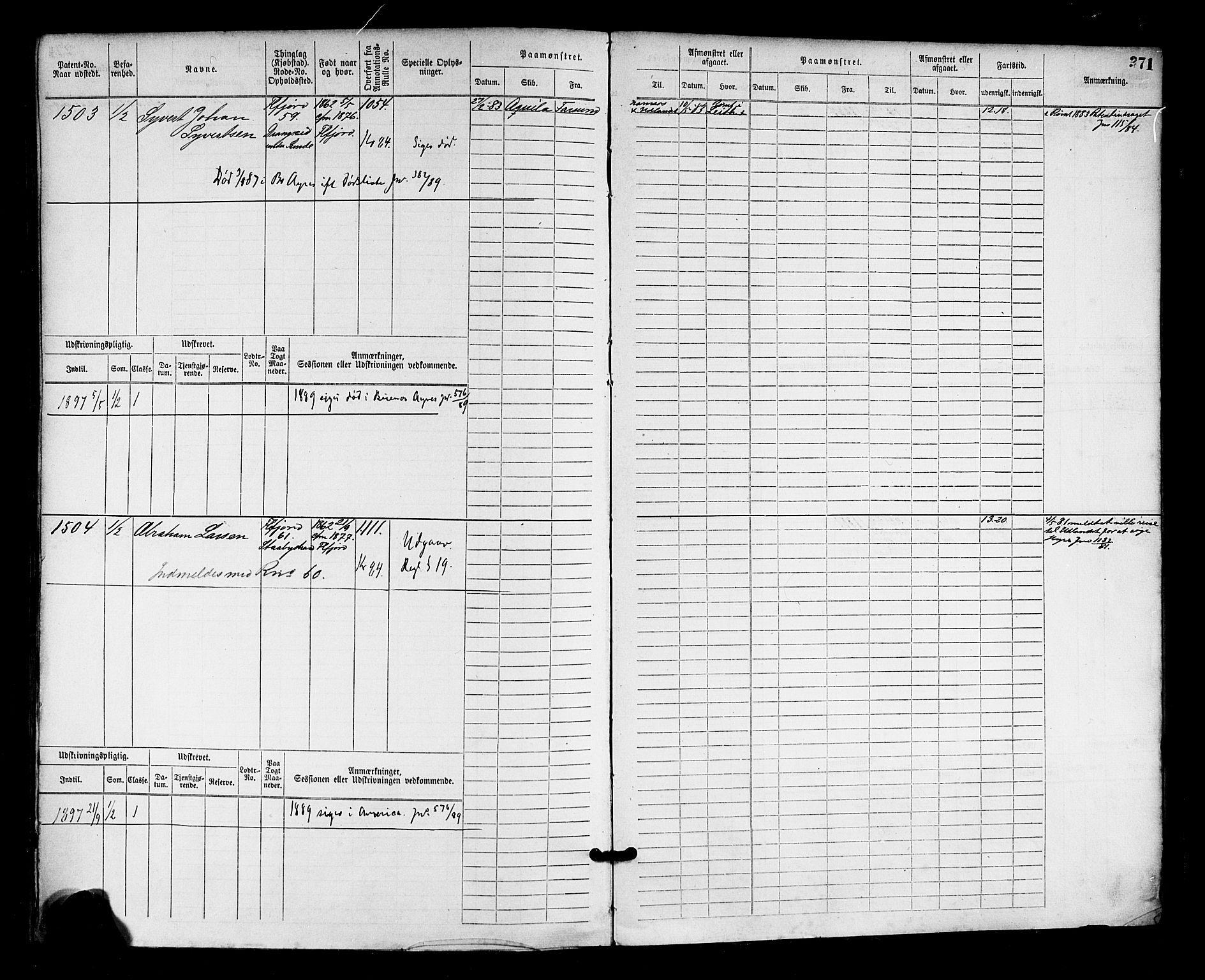 Flekkefjord mønstringskrets, SAK/2031-0018/F/Fb/L0002: Hovedrulle nr 765-1514, N-5, 1868-1900, p. 377