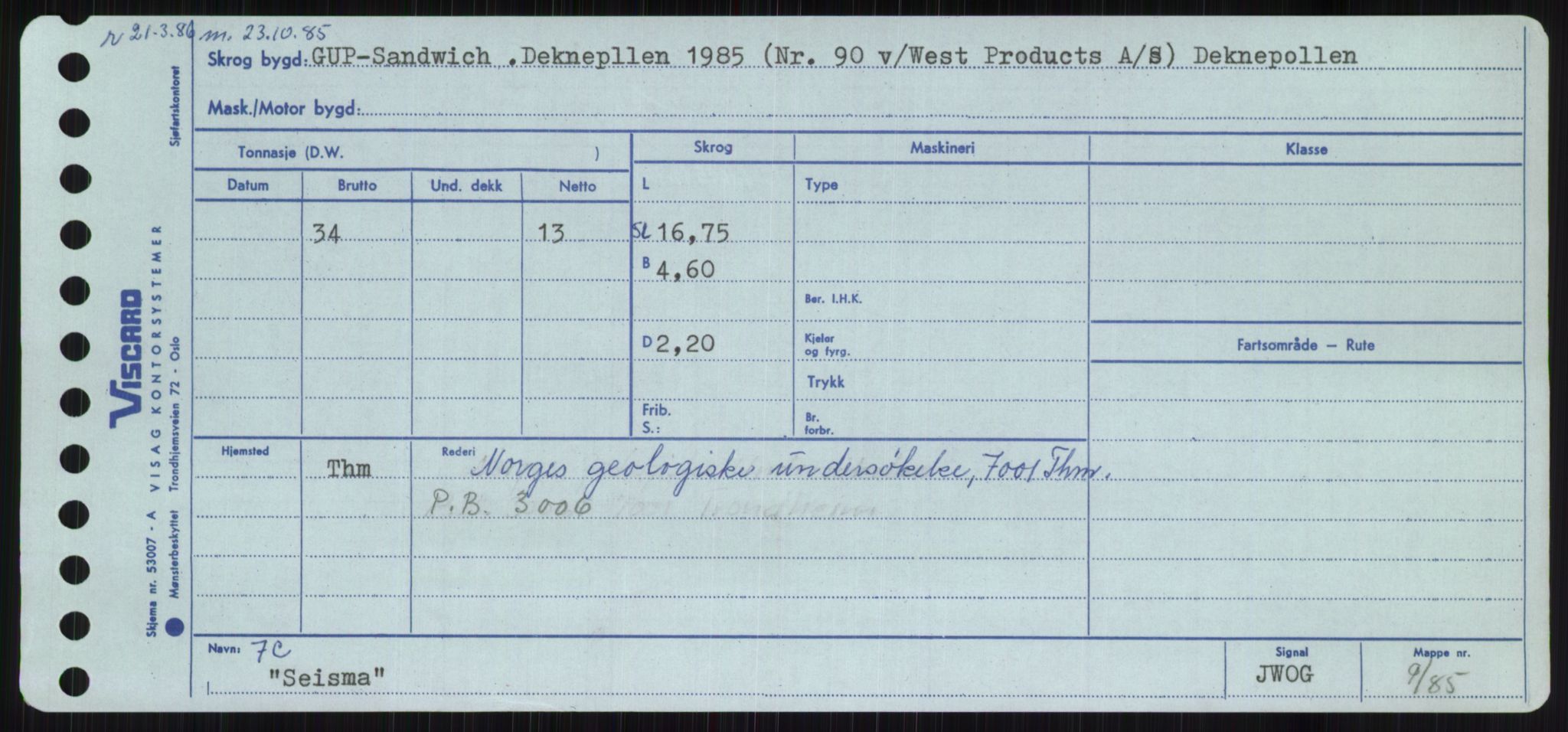 Sjøfartsdirektoratet med forløpere, Skipsmålingen, RA/S-1627/H/Ha/L0005/0001: Fartøy, S-Sven / Fartøy, S-Skji, p. 289