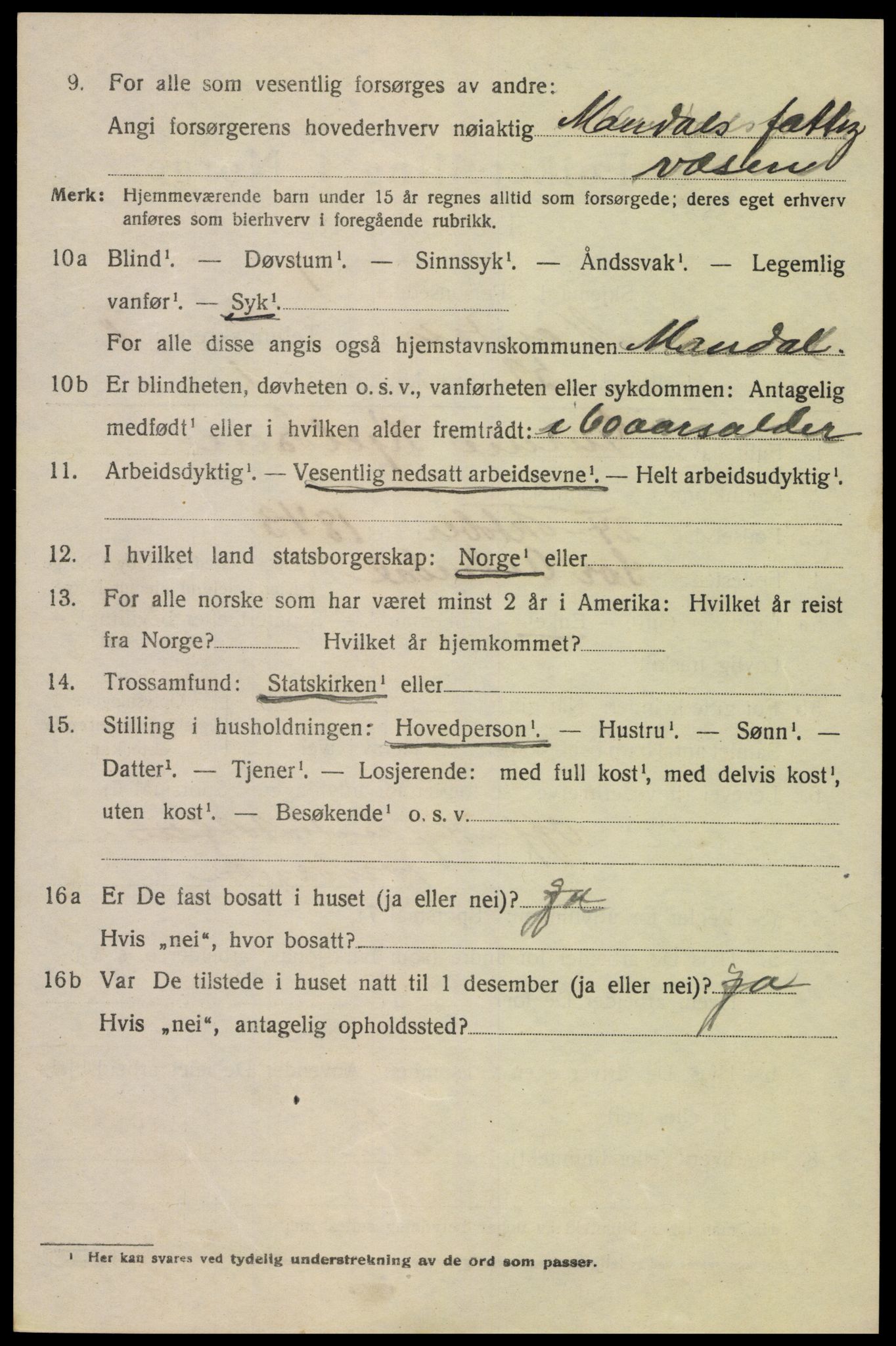 SAK, 1920 census for Mandal, 1920, p. 4770