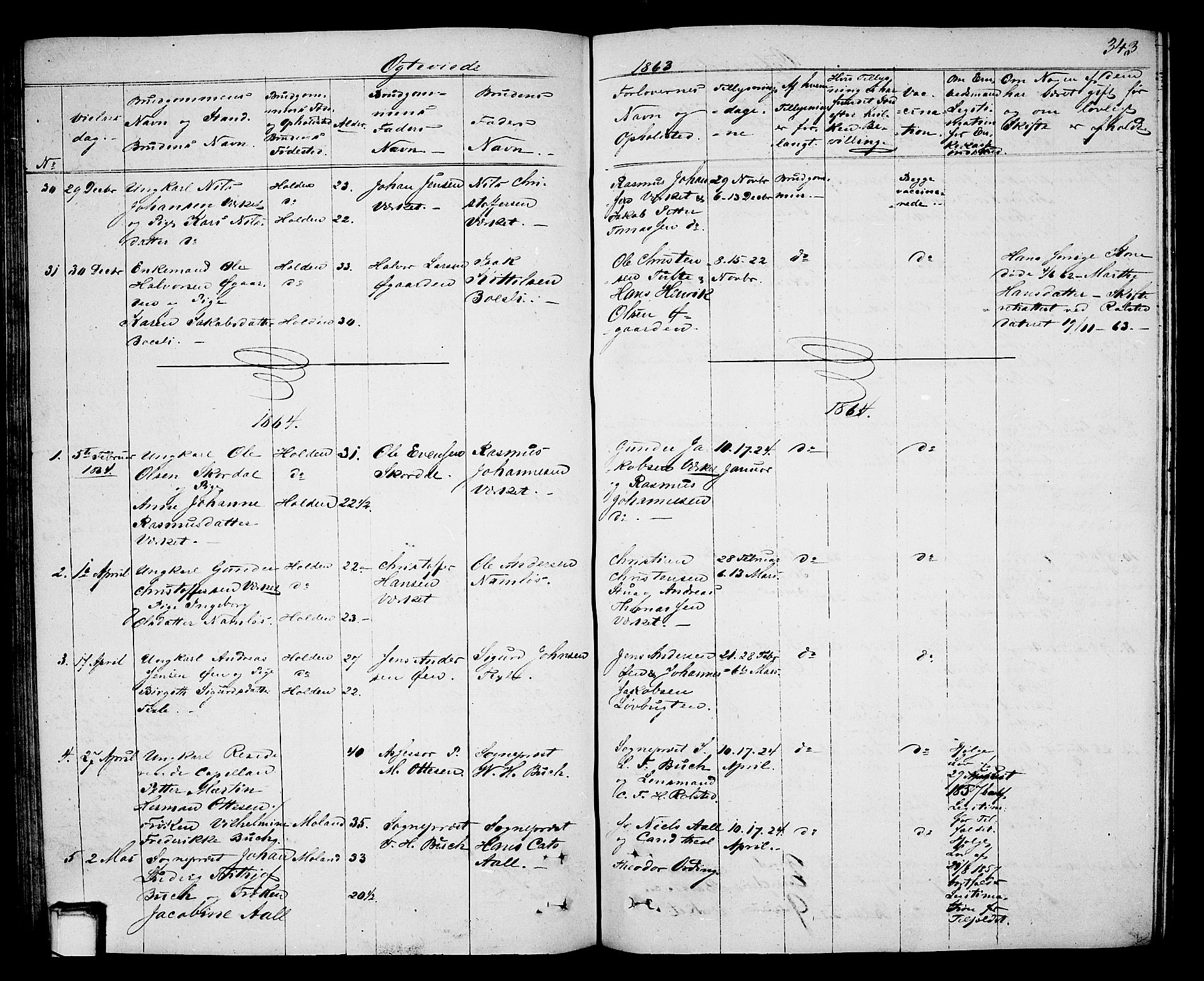 Holla kirkebøker, AV/SAKO-A-272/G/Ga/L0003: Parish register (copy) no. I 3, 1849-1866, p. 343
