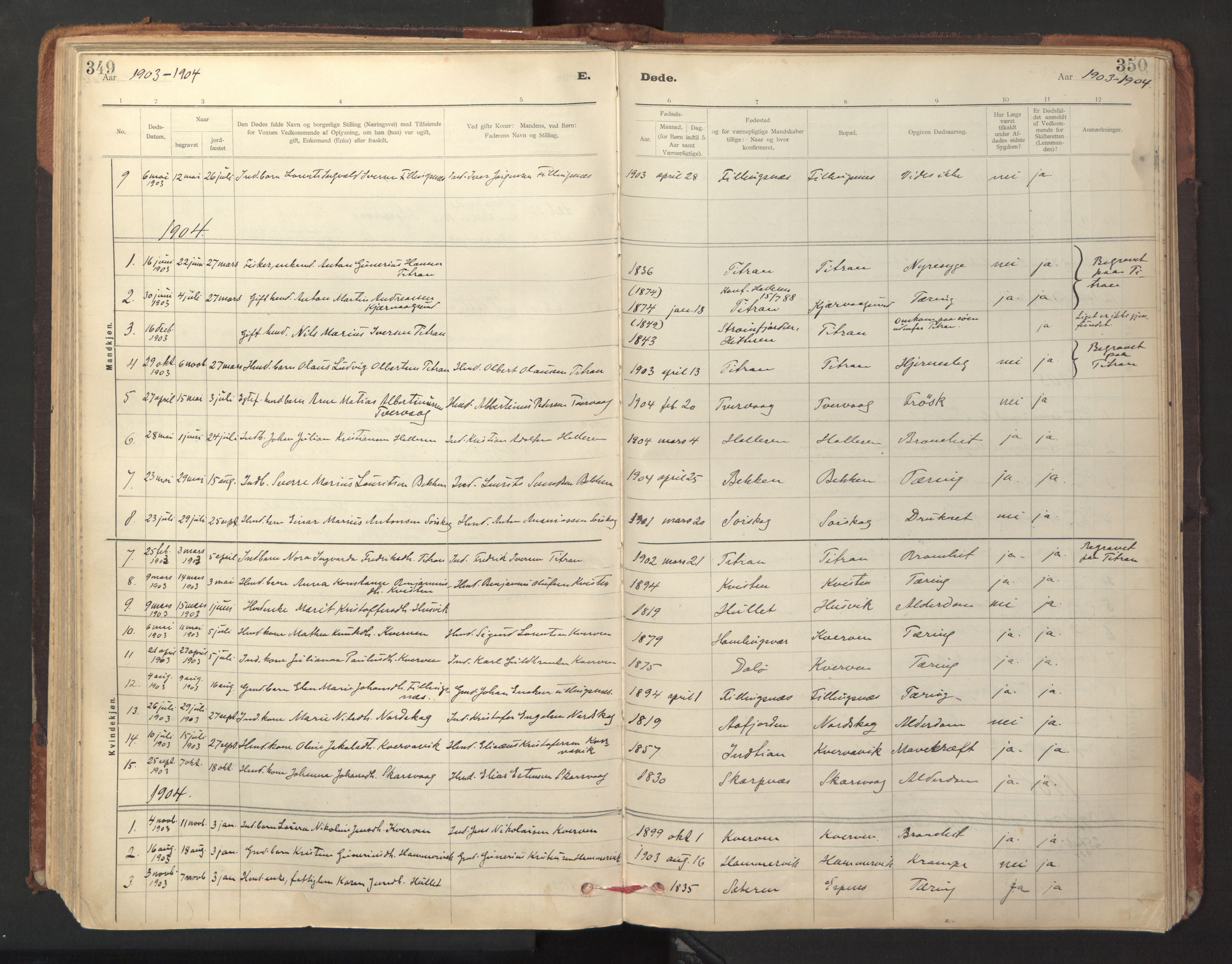 Ministerialprotokoller, klokkerbøker og fødselsregistre - Sør-Trøndelag, SAT/A-1456/641/L0596: Parish register (official) no. 641A02, 1898-1915, p. 349-350